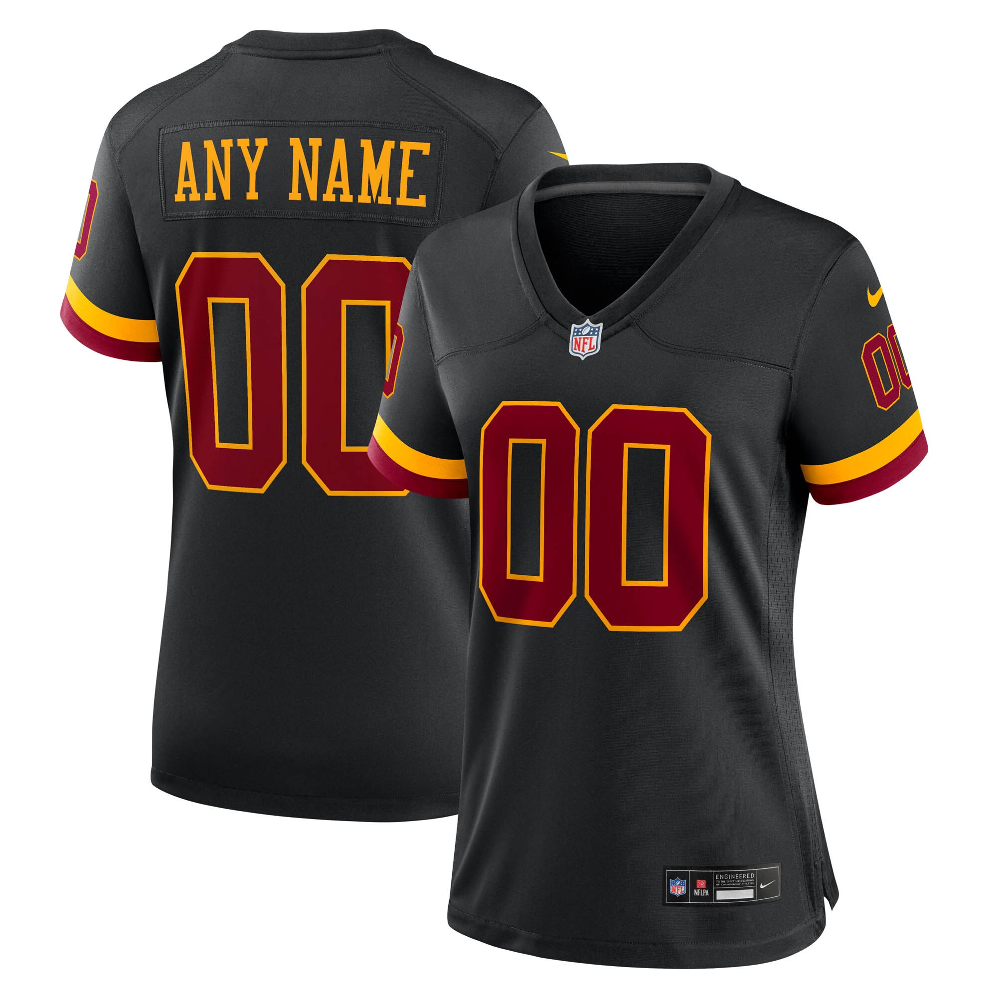Washington Commanders Women's Hail Raiser Alternate Custom Game Jersey - Black - angle 6