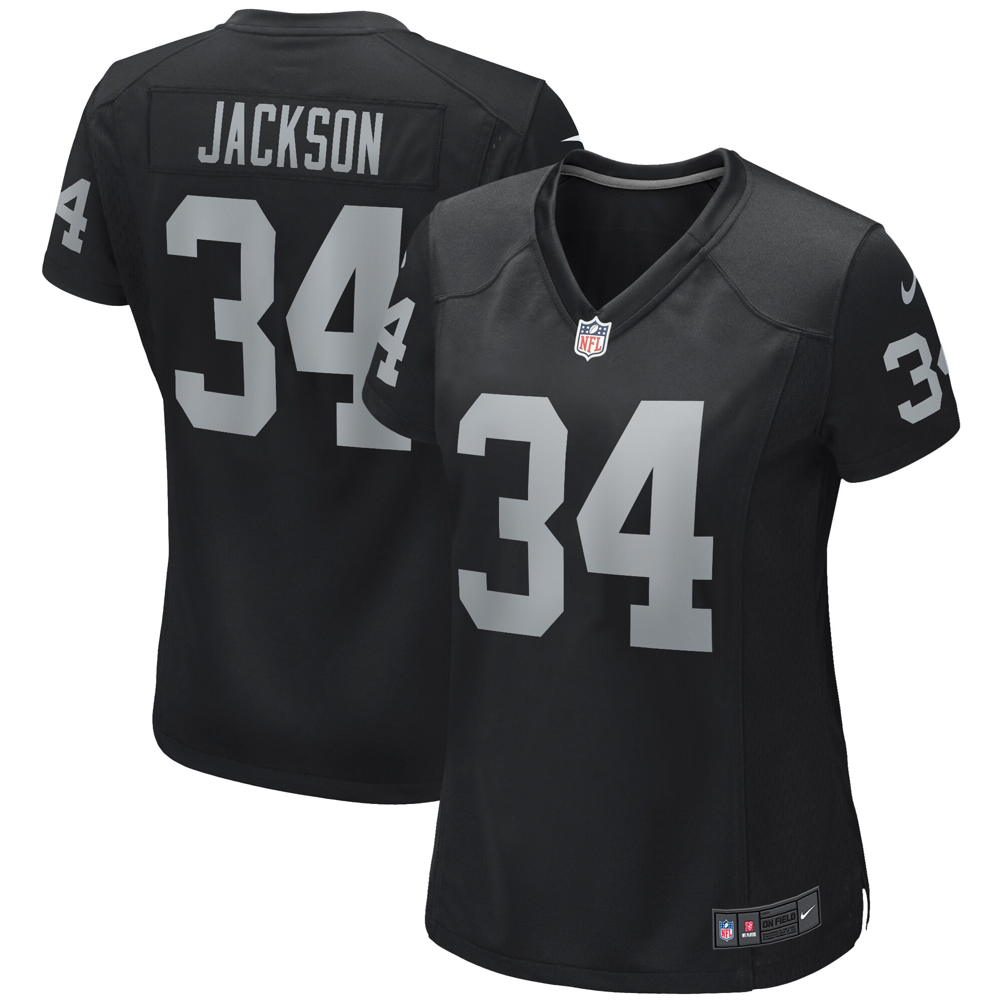 Bo Jackson Las Vegas Raiders Women's Game Retired Player Jersey - Black - angle 2