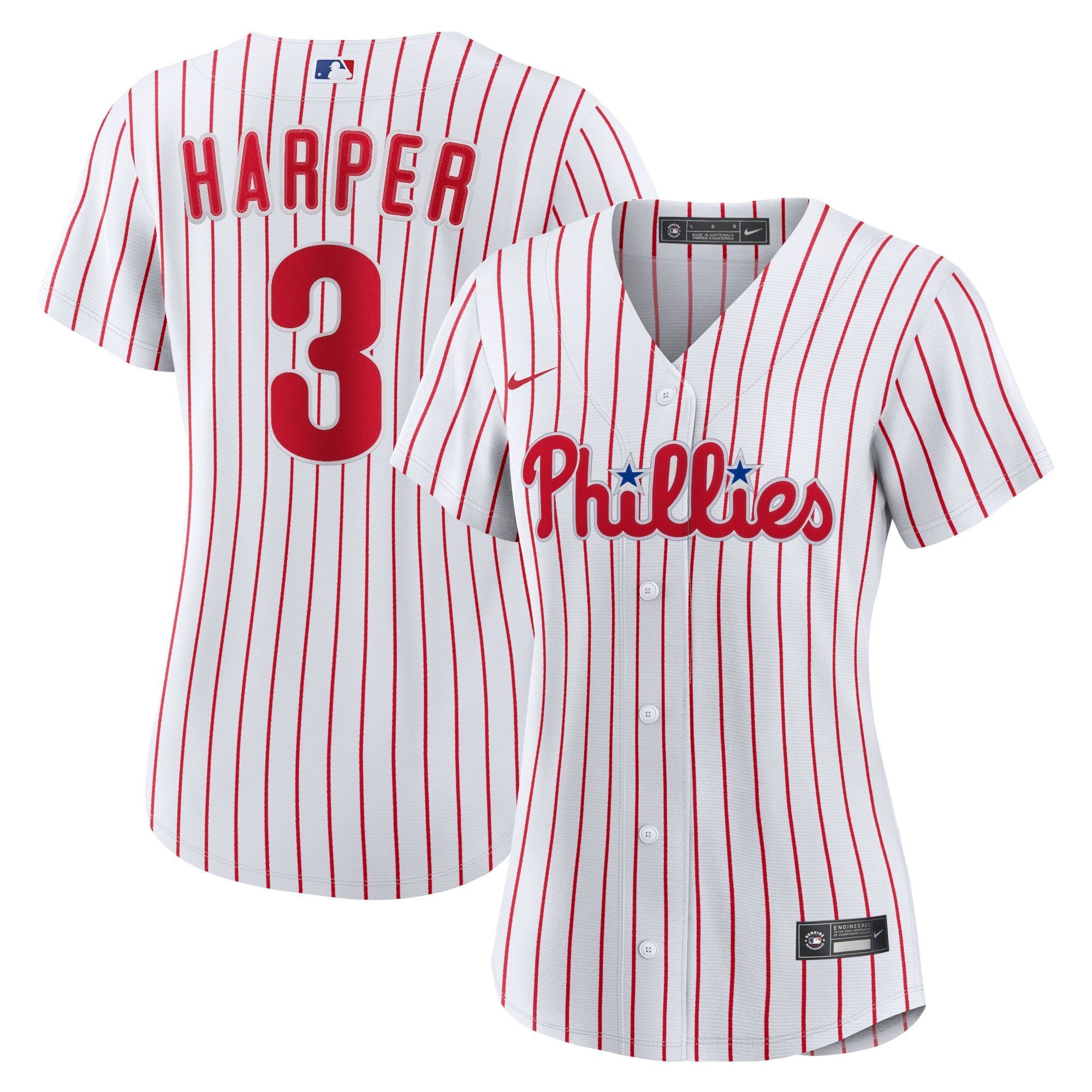 Youth Bryce Harper #3 Philadelphia Phillies Women's Home Replica Player Jersey - White | FanWearStyle