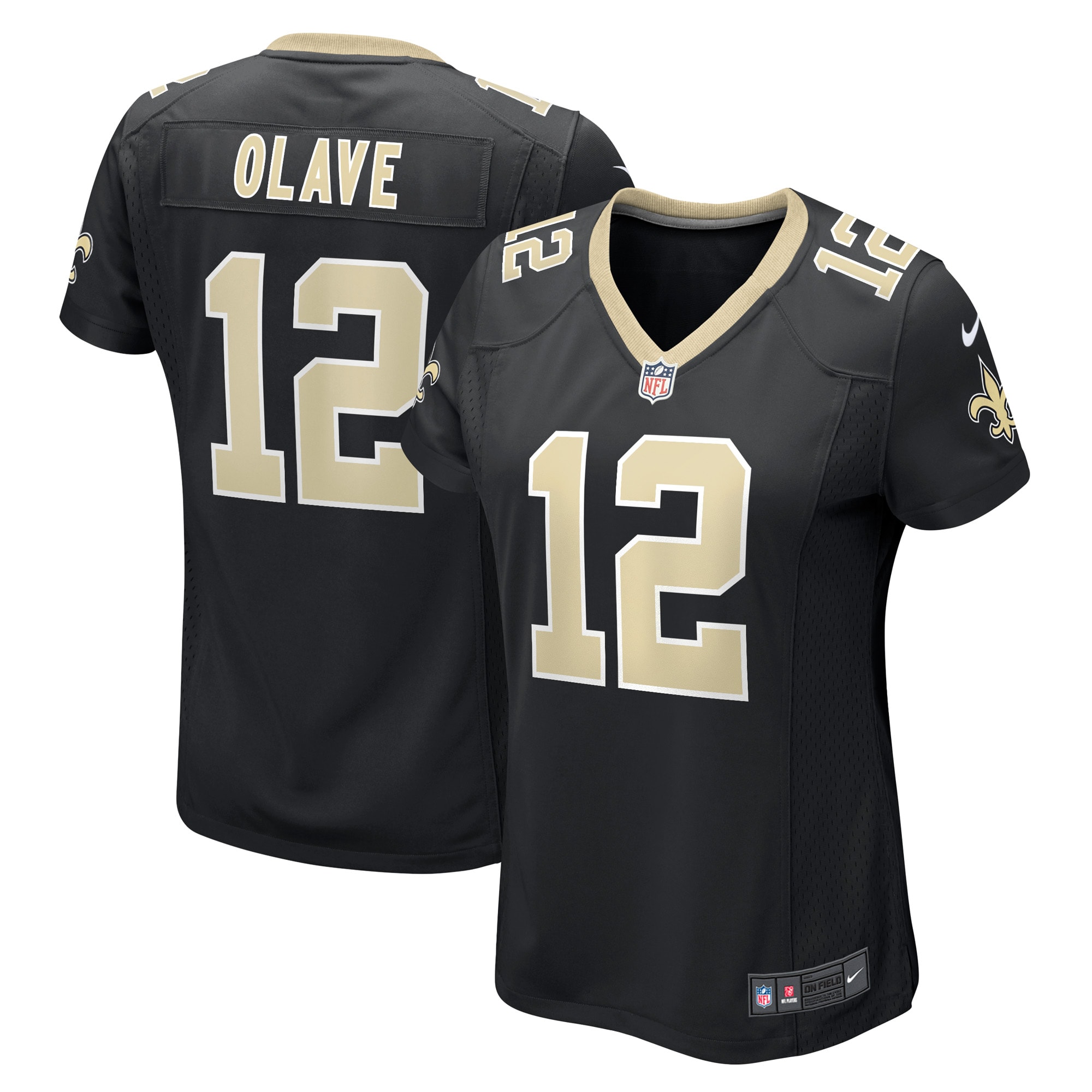 Youth Chris Olave New Orleans Saints Women's Game Player Jersey - Black | FanWearStyle