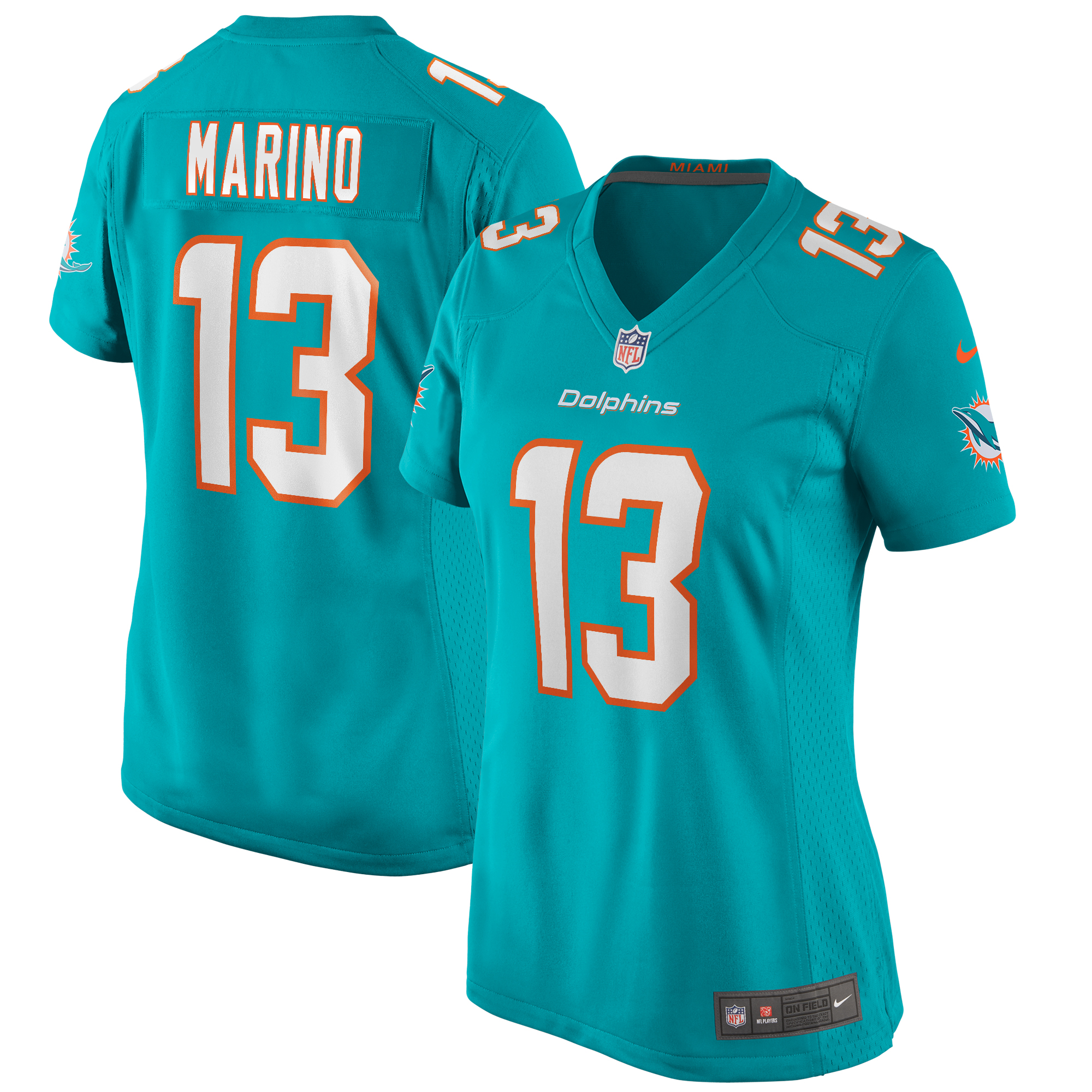 Youth Dan Marino Miami Dolphins Women's Game Retired Player Jersey - Aqua | FanWearStyle