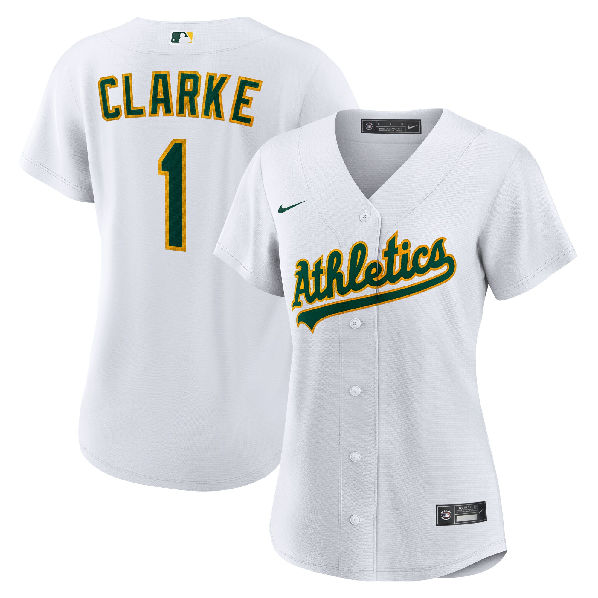 Denzel Clarke Athletics Women's Home Replica Jersey - White - angle 3