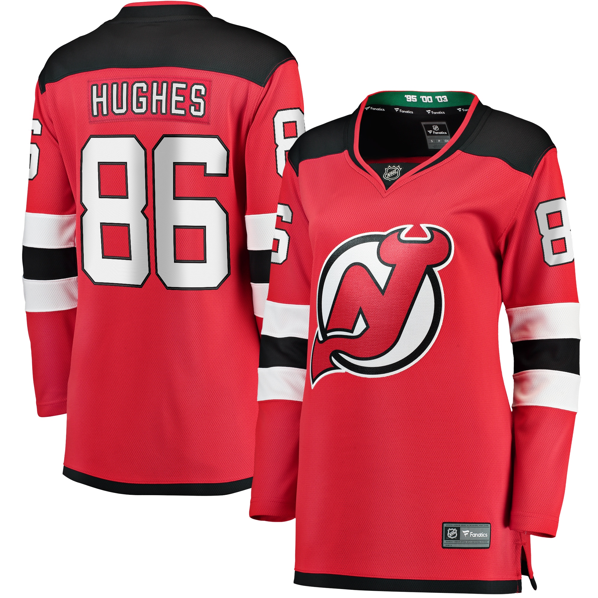 Youth Jack Hughes New Jersey Devils Women's Home Breakaway Jersey - Red | FanWearStyle