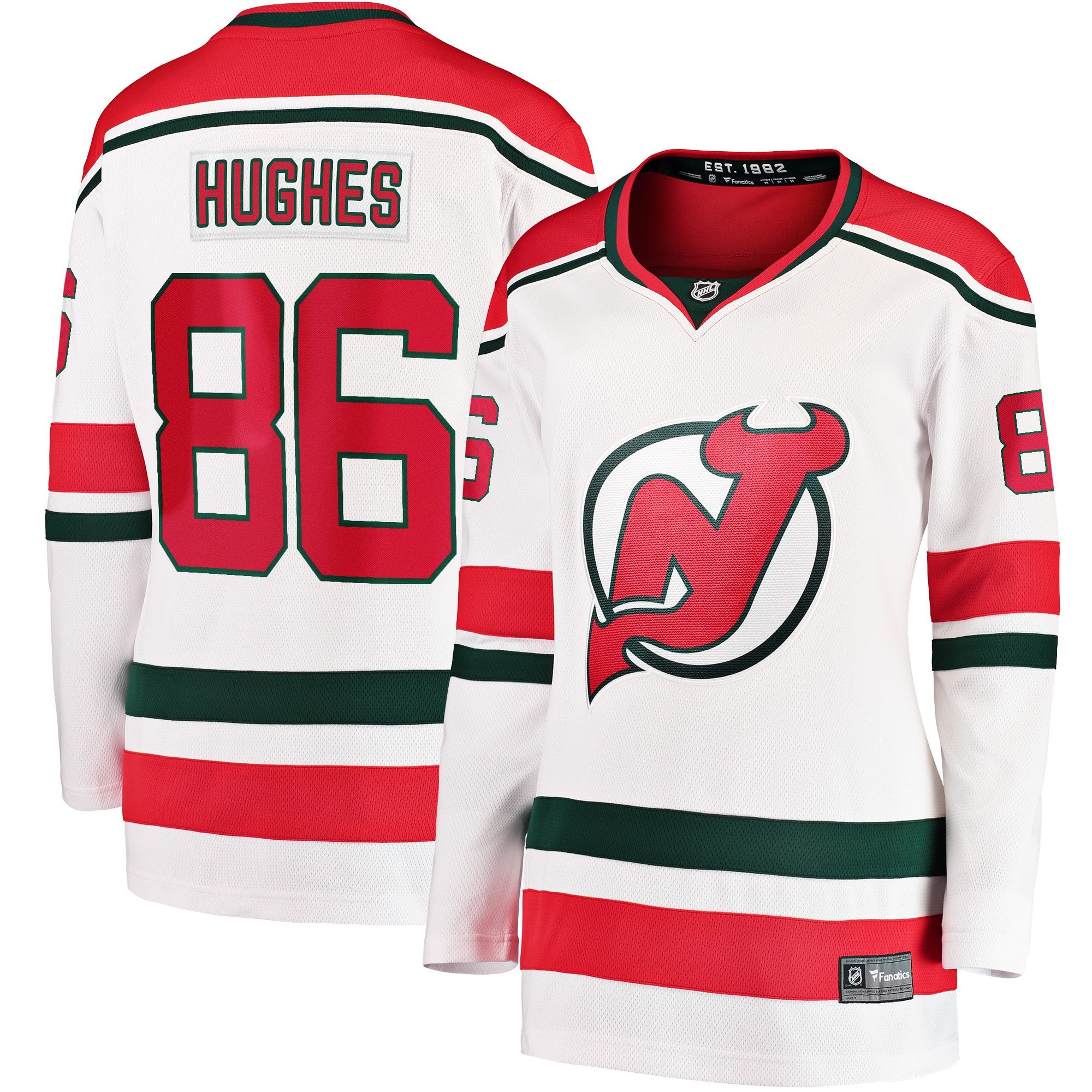 Youth Jack Hughes New Jersey Devils Women's Alternate Breakaway Jersey - White | FanWearStyle