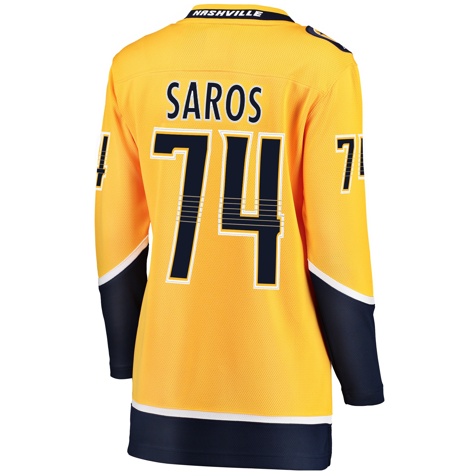 Juuse Saros Nashville Predators Women's Breakaway Player Jersey - Gold - angle 4