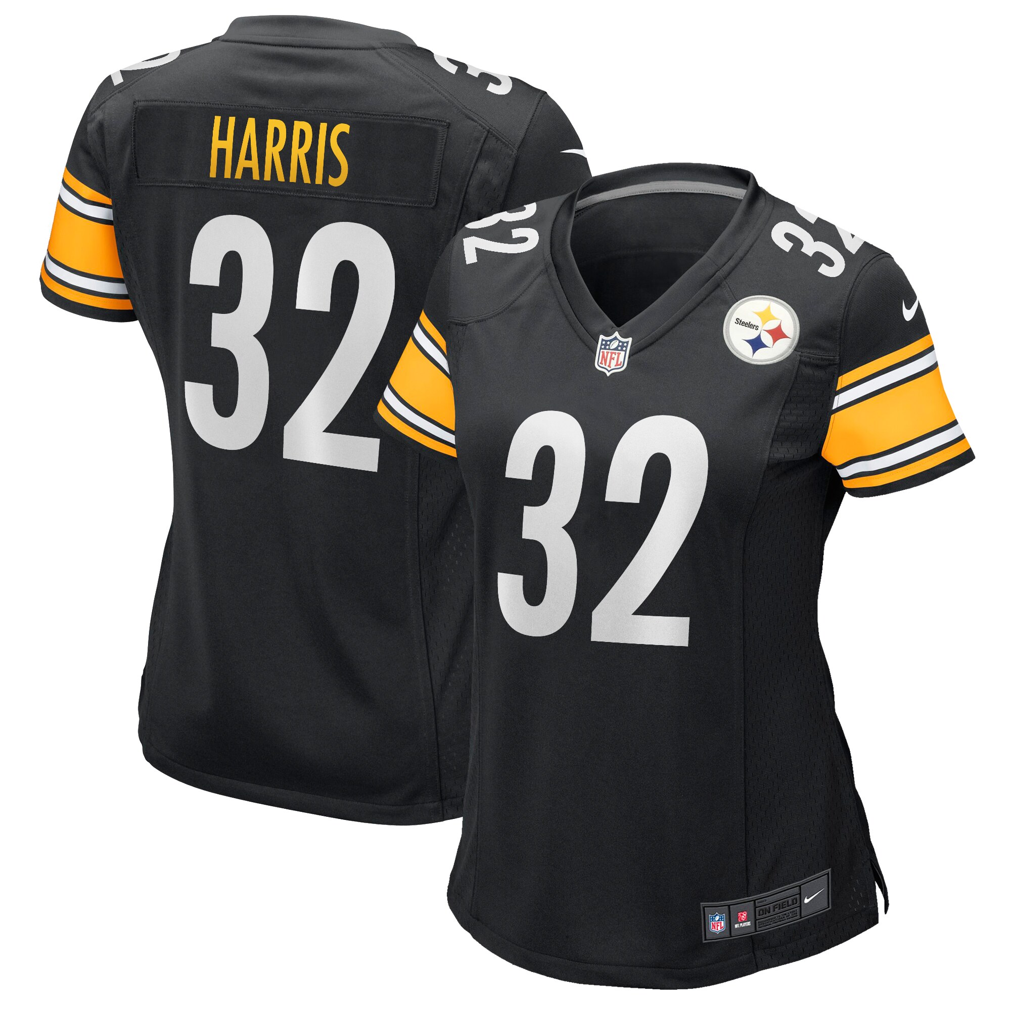Franco Harris Pittsburgh Steelers Women's Game Retired Player Jersey - Black - angle 3