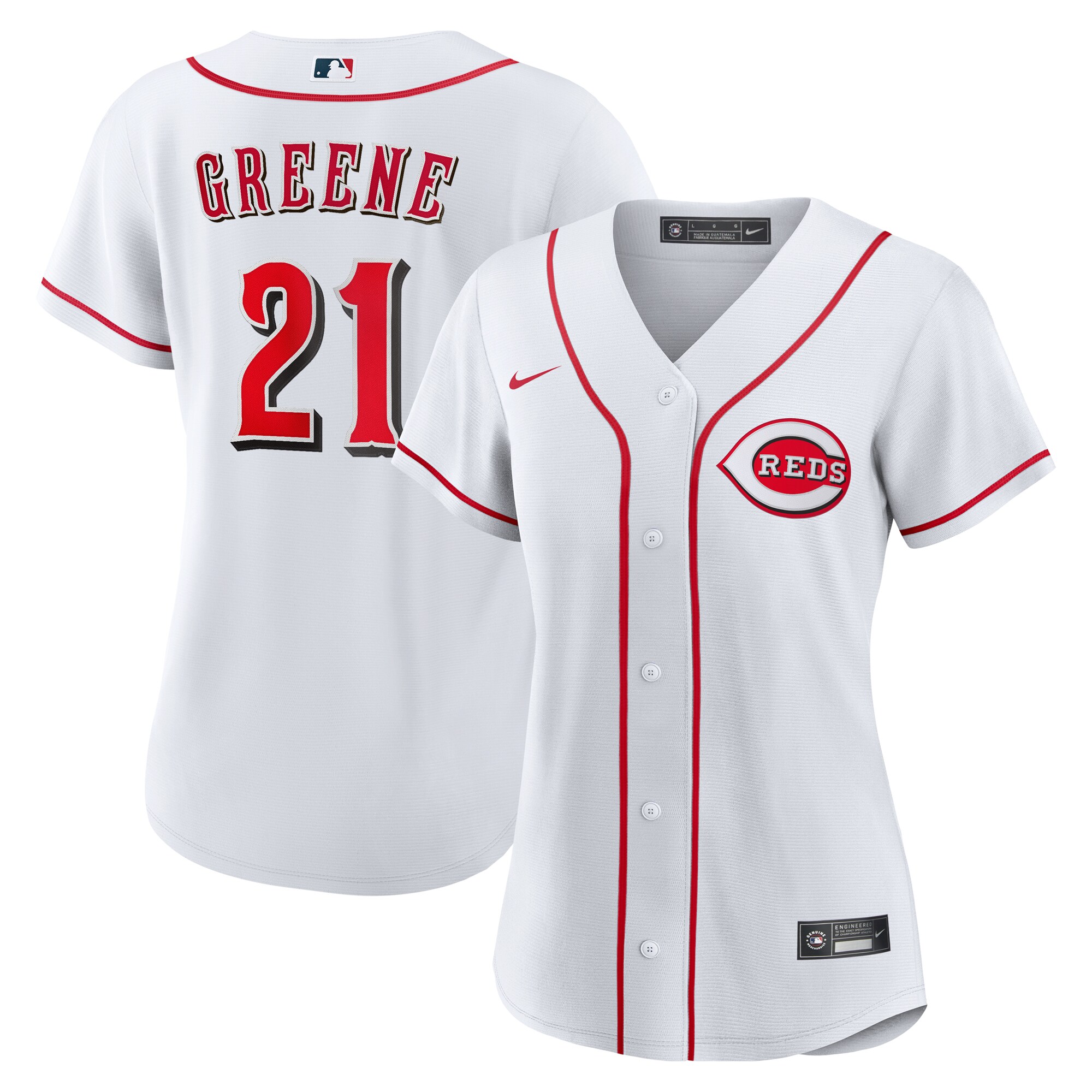 Hunter Greene Cincinnati Reds Women's Home Replica Jersey - White - angle 2