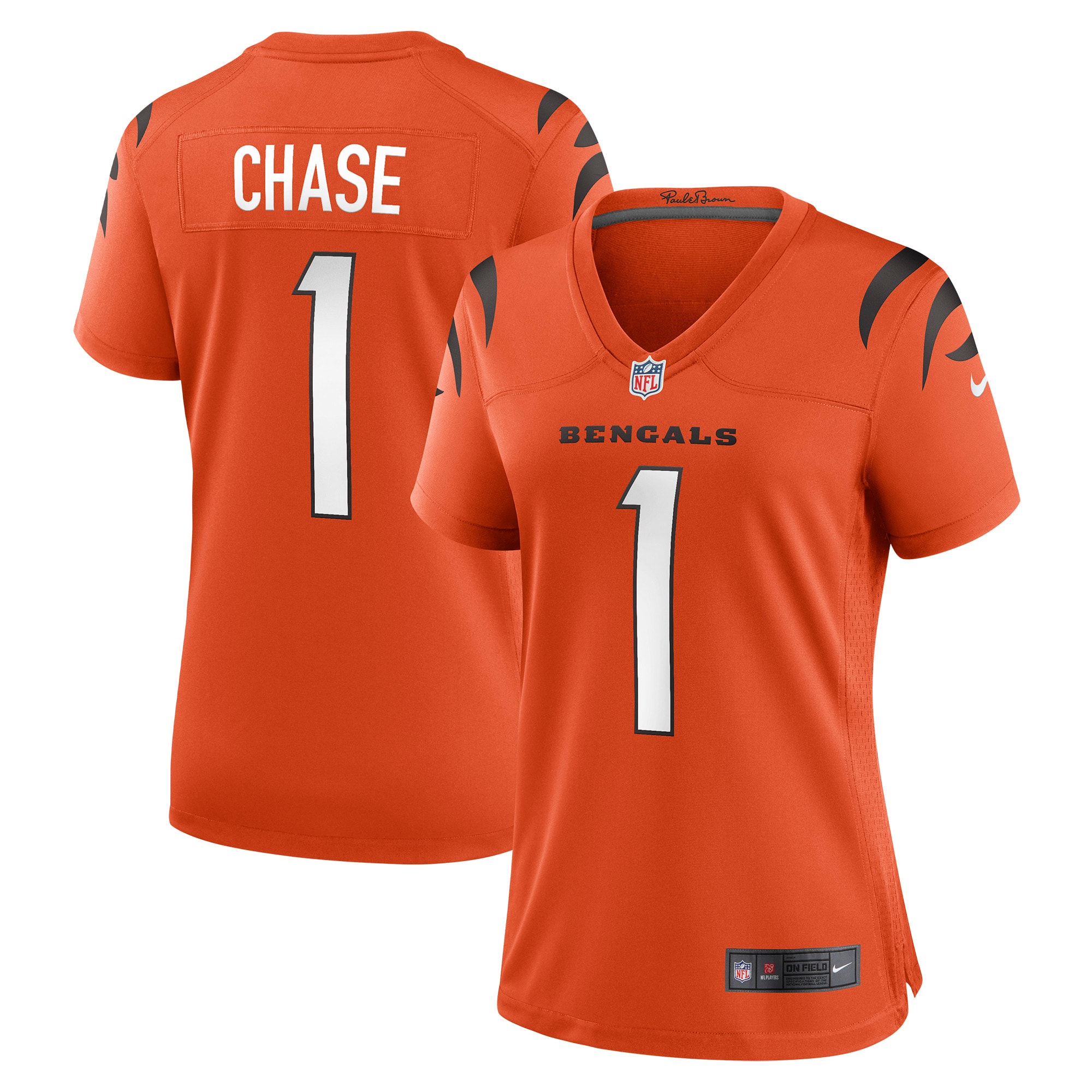 Youth Ja'Marr Chase #1 Cincinnati Bengals Women's Alternate Game Jersey - Orange | FanWearStyle