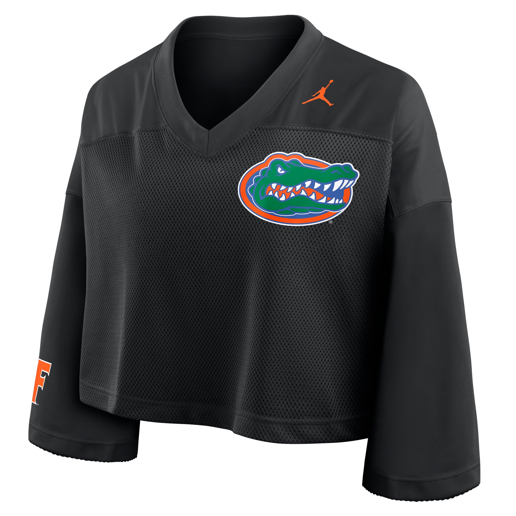 Florida Gators Women's Cropped Mesh Dri-FIT Fashion Jersey - Black - angle 4