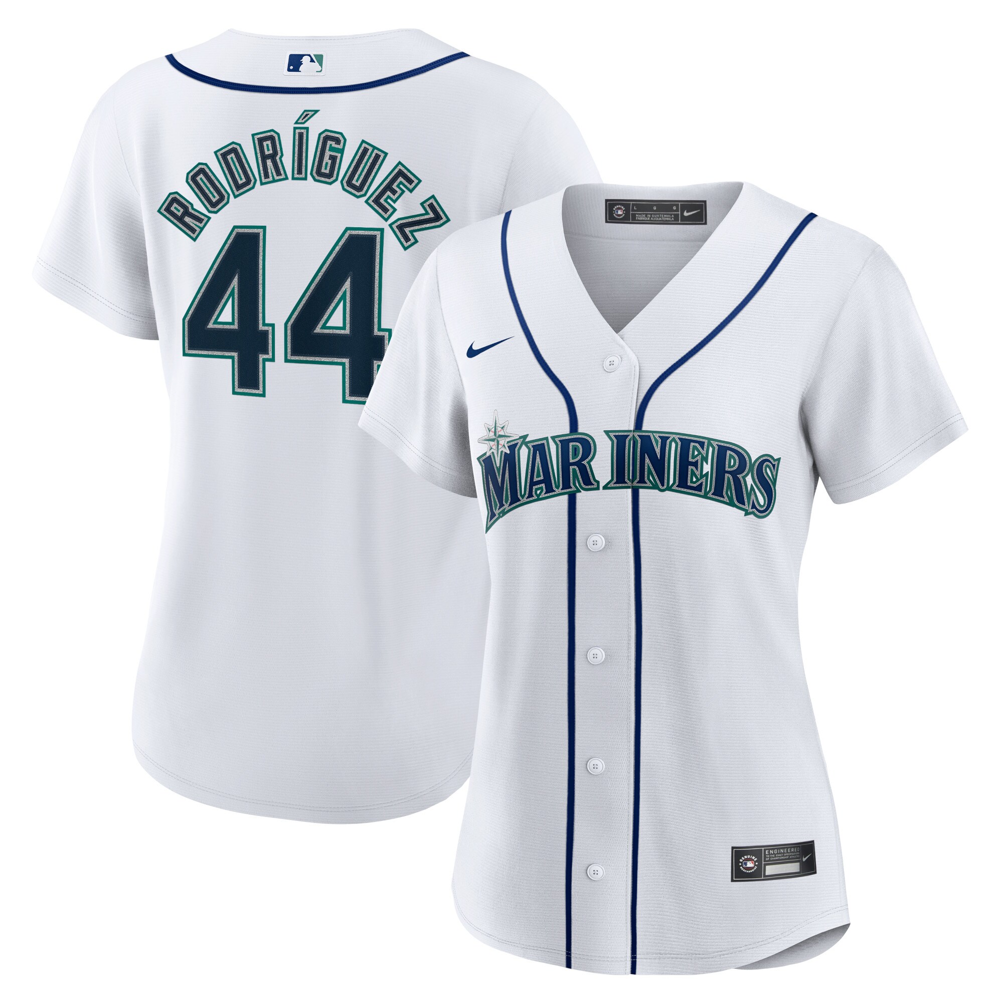 Julio Rodriguez Seattle Mariners Women's Home Replica Player Jersey - White - angle 2