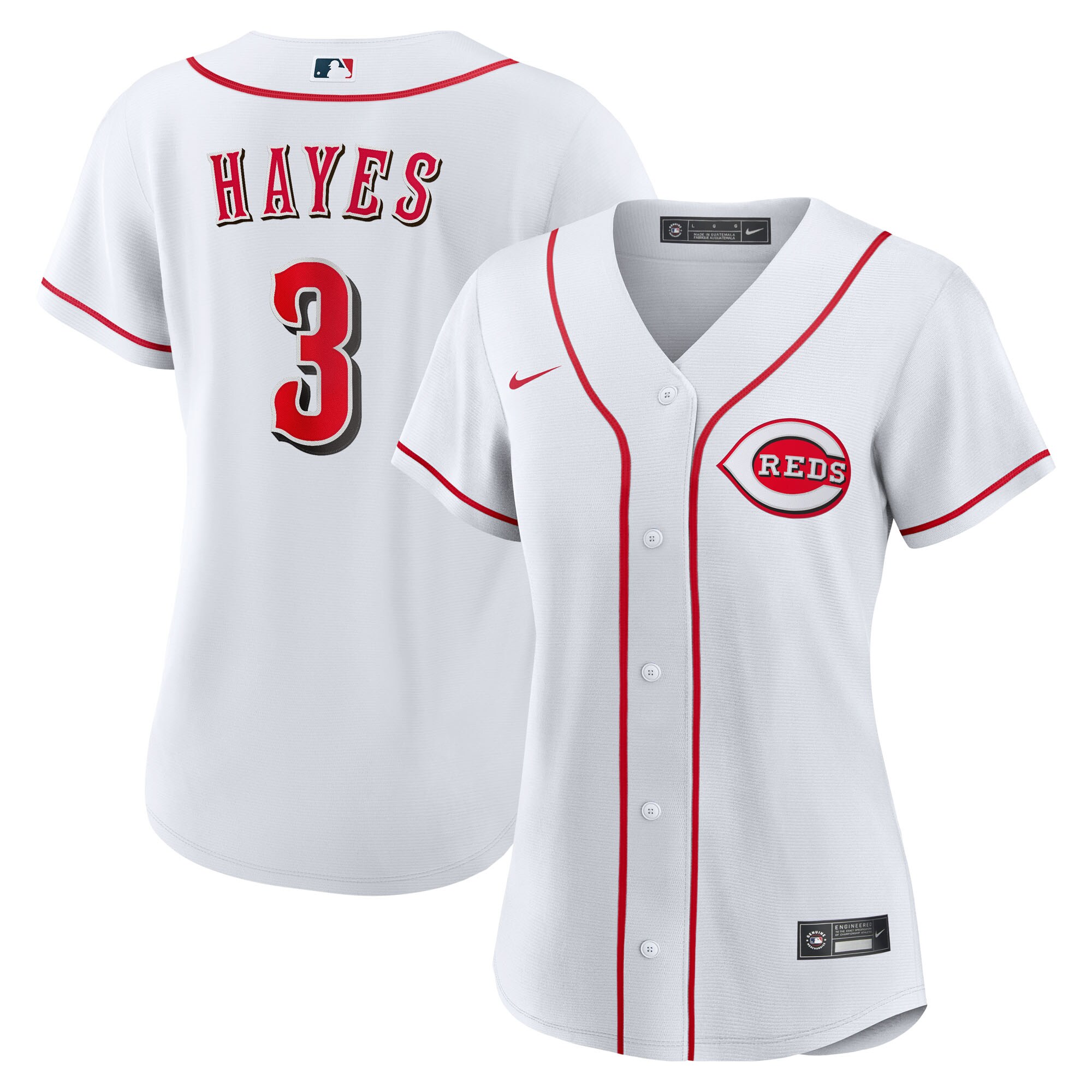 Ke'Bryan Hayes Cincinnati Reds Women's Home Replica Jersey - White - angle 2
