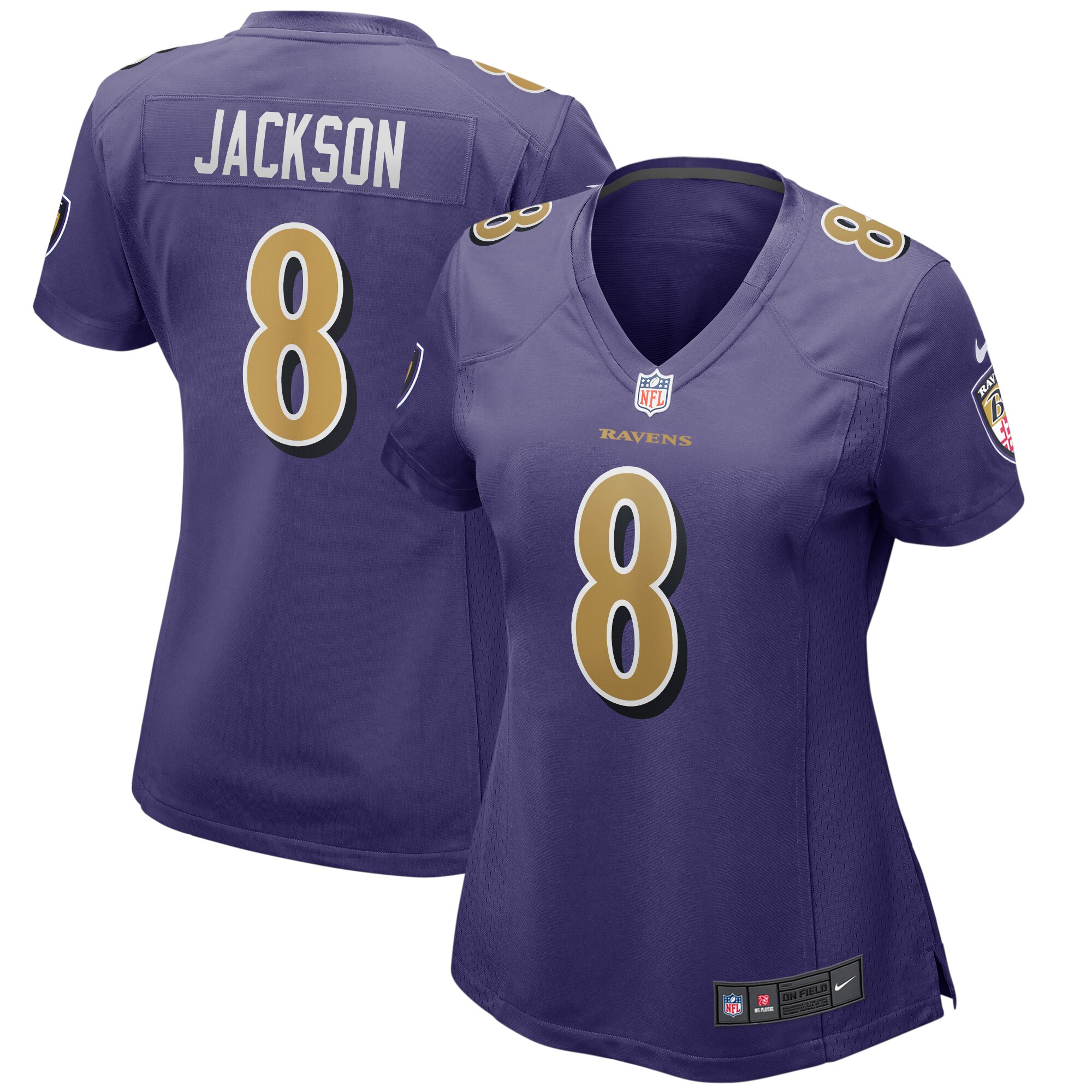 Youth Lamar Jackson #8 Baltimore Ravens Women's Alternate Game Player Jersey - Purple | FanWearStyle