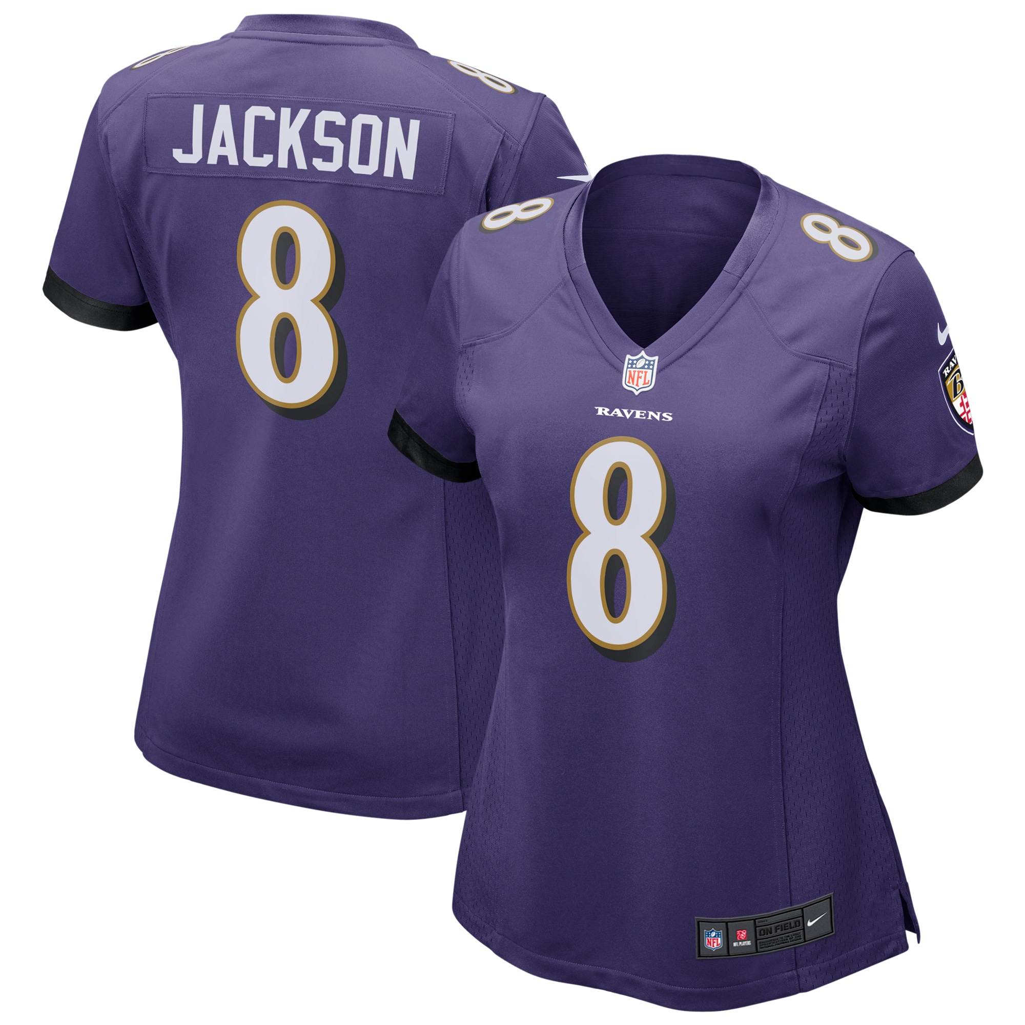 Youth Lamar Jackson #8 Baltimore Ravens Women's Game Jersey - Purple | FanWearStyle