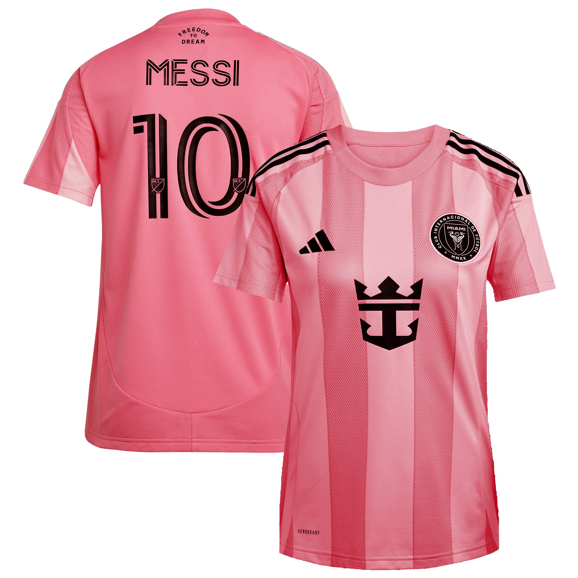 Lionel Messi #10 Inter Miami CF Women's 2025 Euforia Replica Player Jersey - Light Pink - angle 2