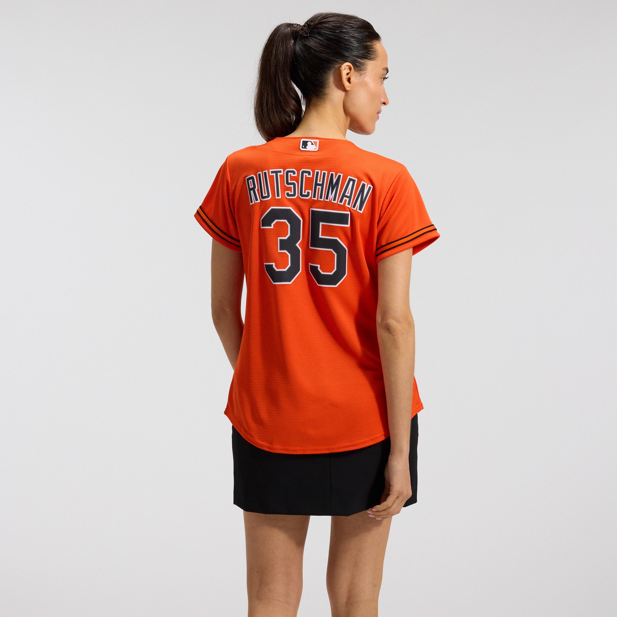 Adley Rutschman Baltimore Orioles Women's Alternate Replica Player Jersey - Orange - angle 5
