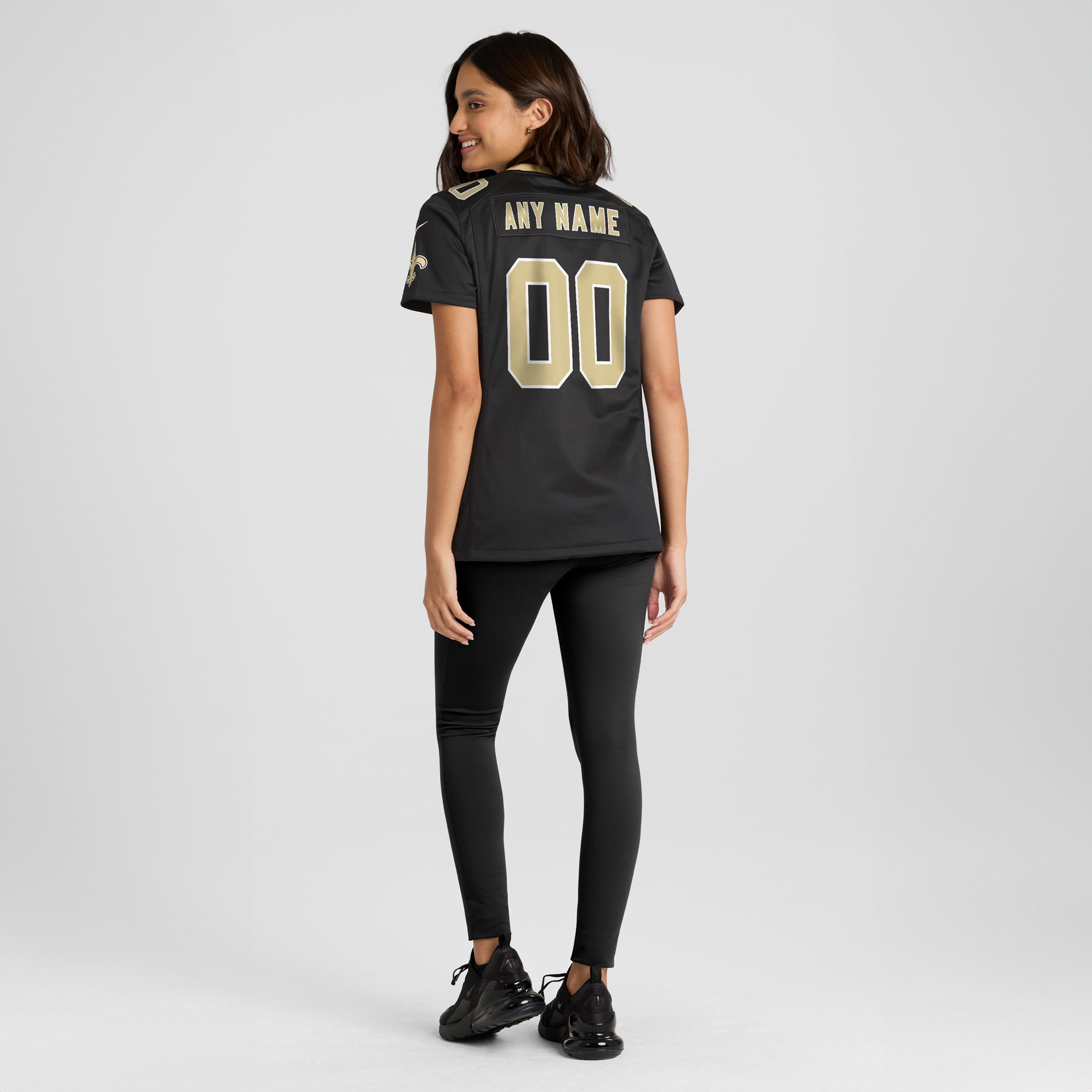 New Orleans Saints Women's Custom Game Jersey - Black - angle 7