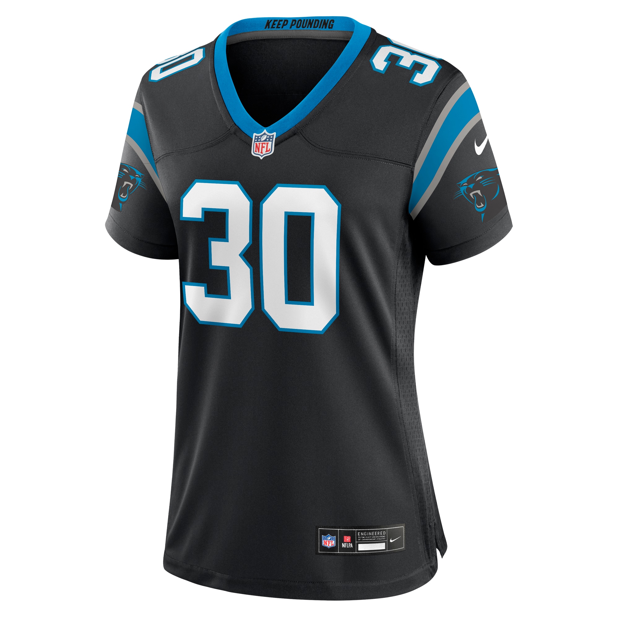 Chuba Hubbard Carolina Panthers Women's Team Game Jersey - Black - angle 4