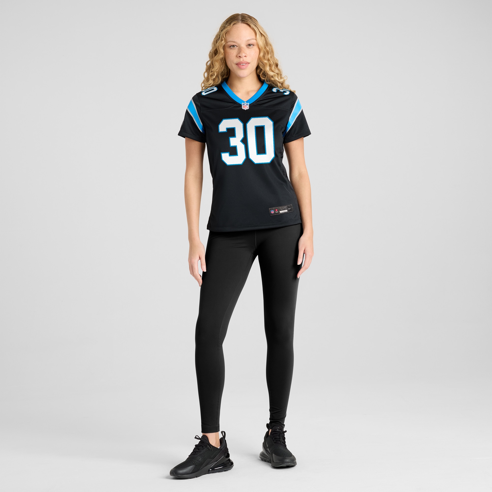 Chuba Hubbard Carolina Panthers Women's Team Game Jersey - Black - angle 6