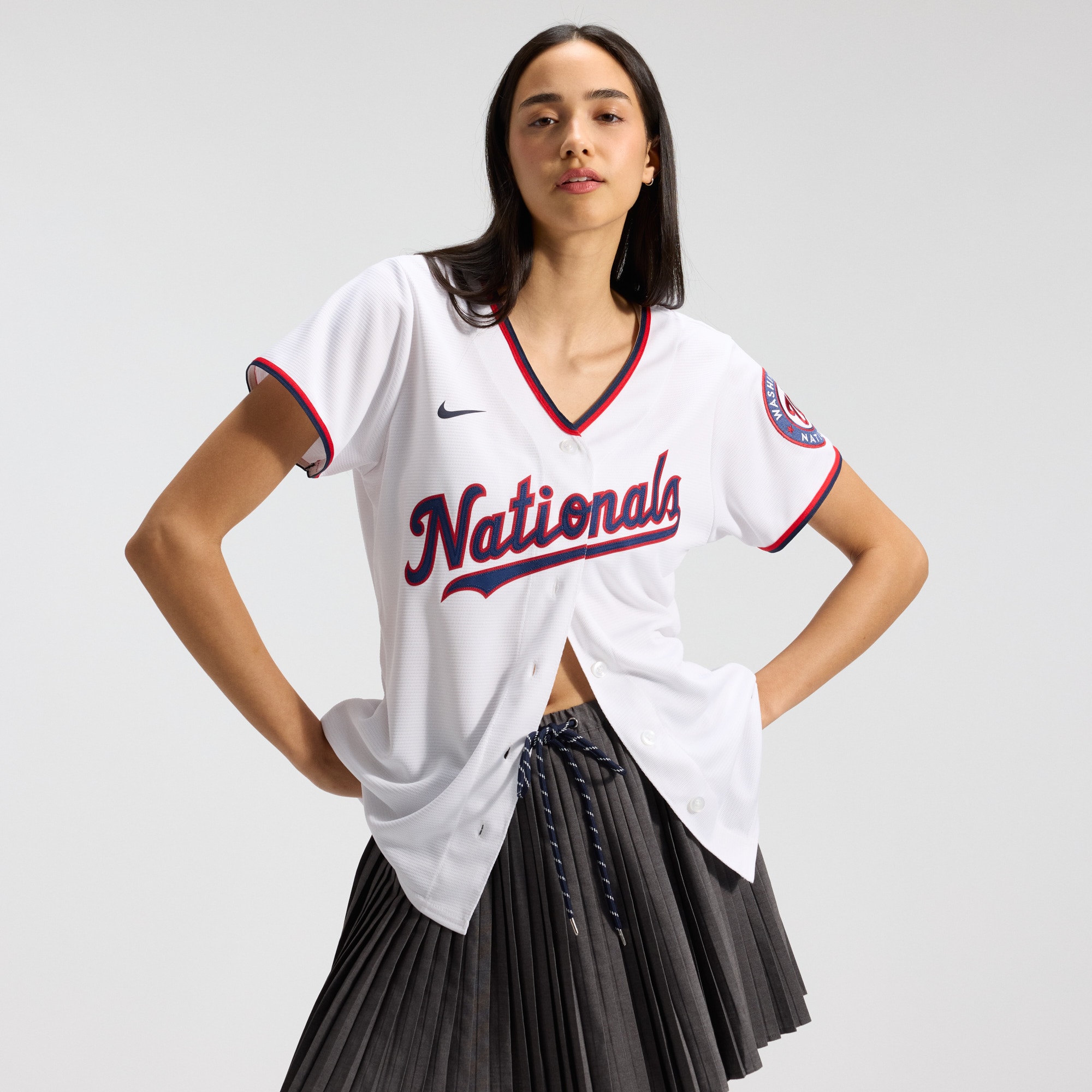 CJ Abrams Washington Nationals Women's Home Replica Player Jersey - White - angle 4