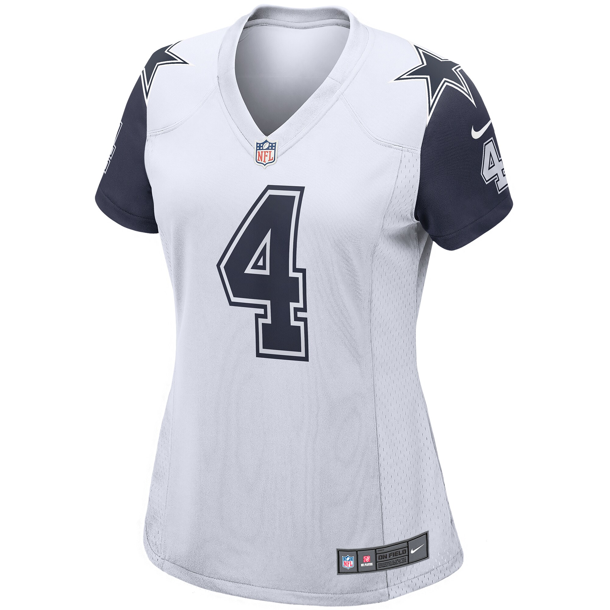 Dak Prescott #4 Dallas Cowboys Women's Alternate Game Jersey - White - angle 4