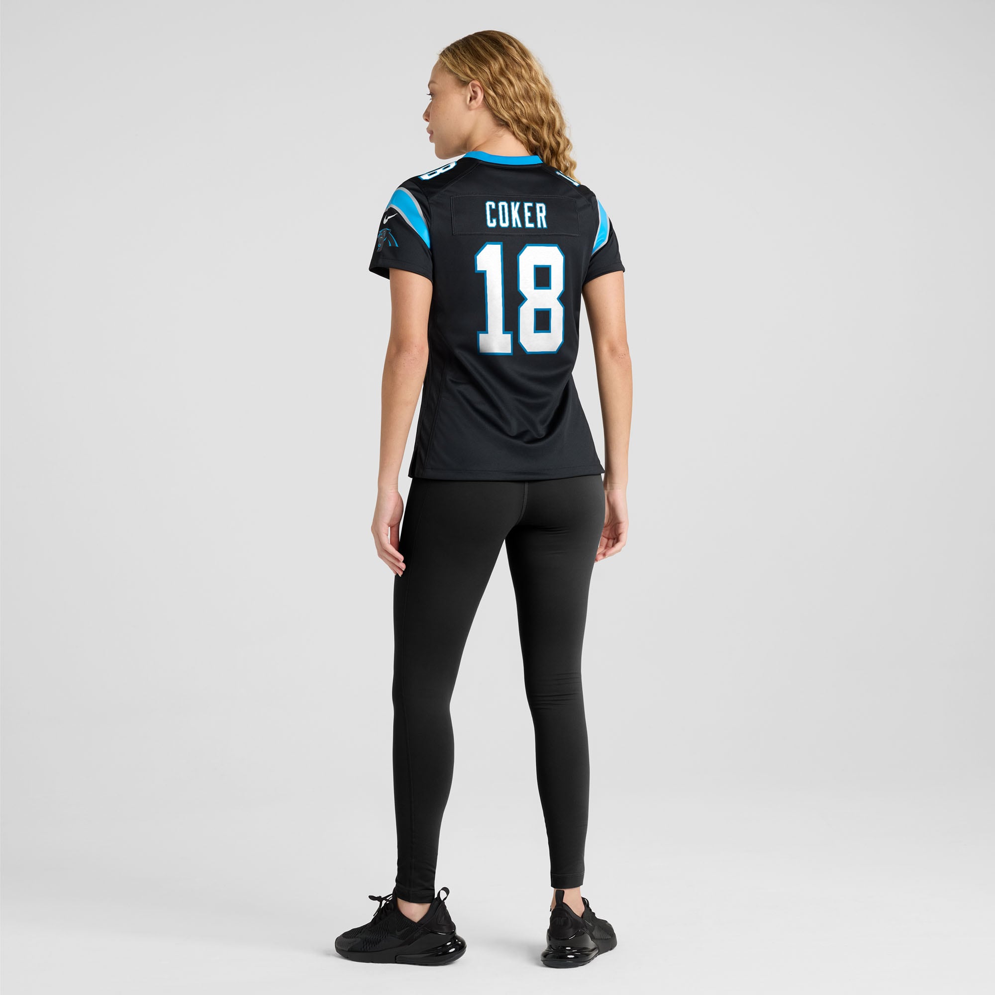 Jalen Coker Carolina Panthers Women's Team Game Jersey - Black - angle 7
