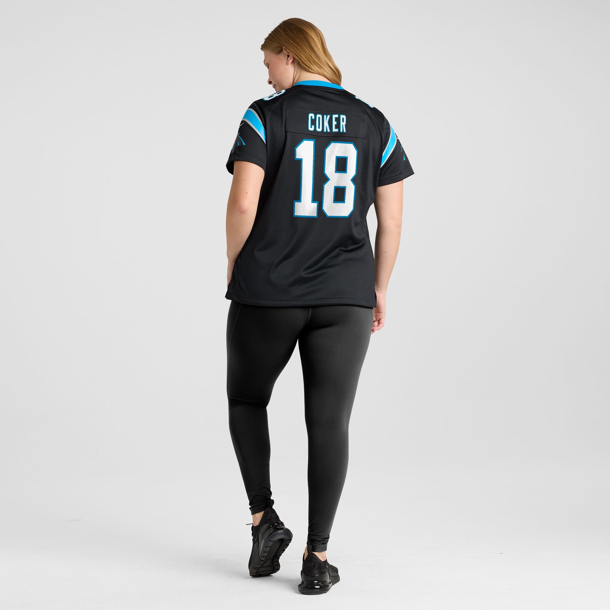 Jalen Coker Carolina Panthers Women's Team Game Jersey - Black - angle 9