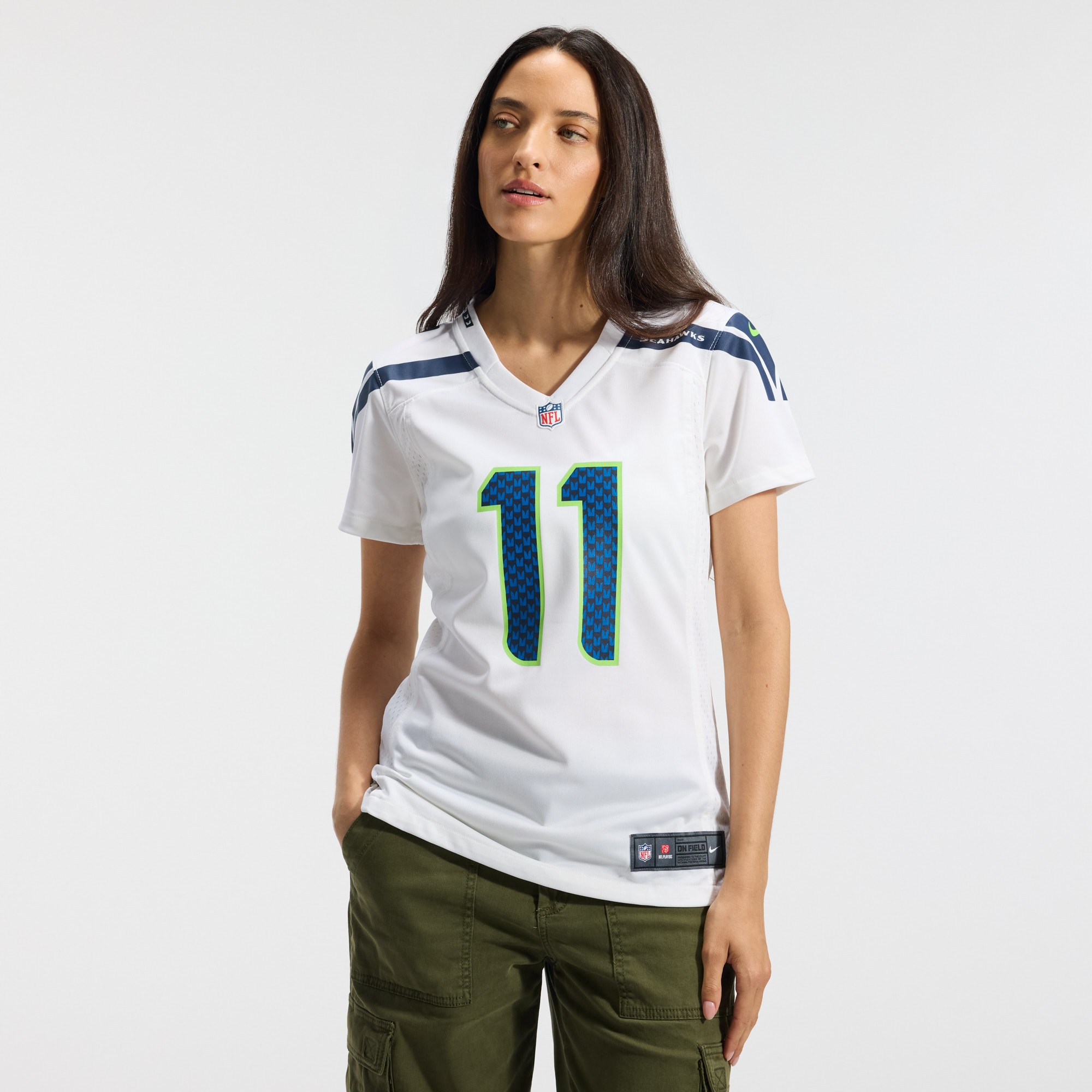 Jaxon Smith-Njigba Seattle Seahawks Women's Game Jersey - White - angle 4