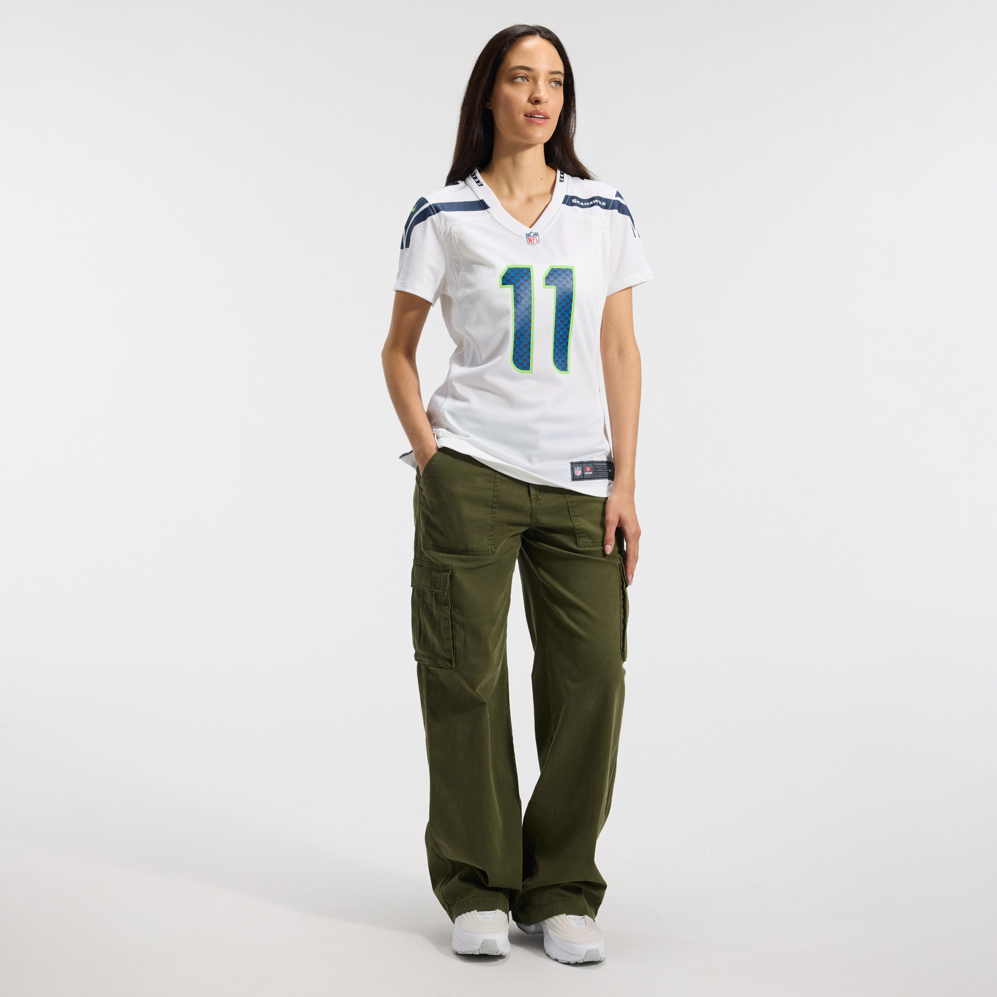 Jaxon Smith-Njigba Seattle Seahawks Women's Game Jersey - White - angle 6