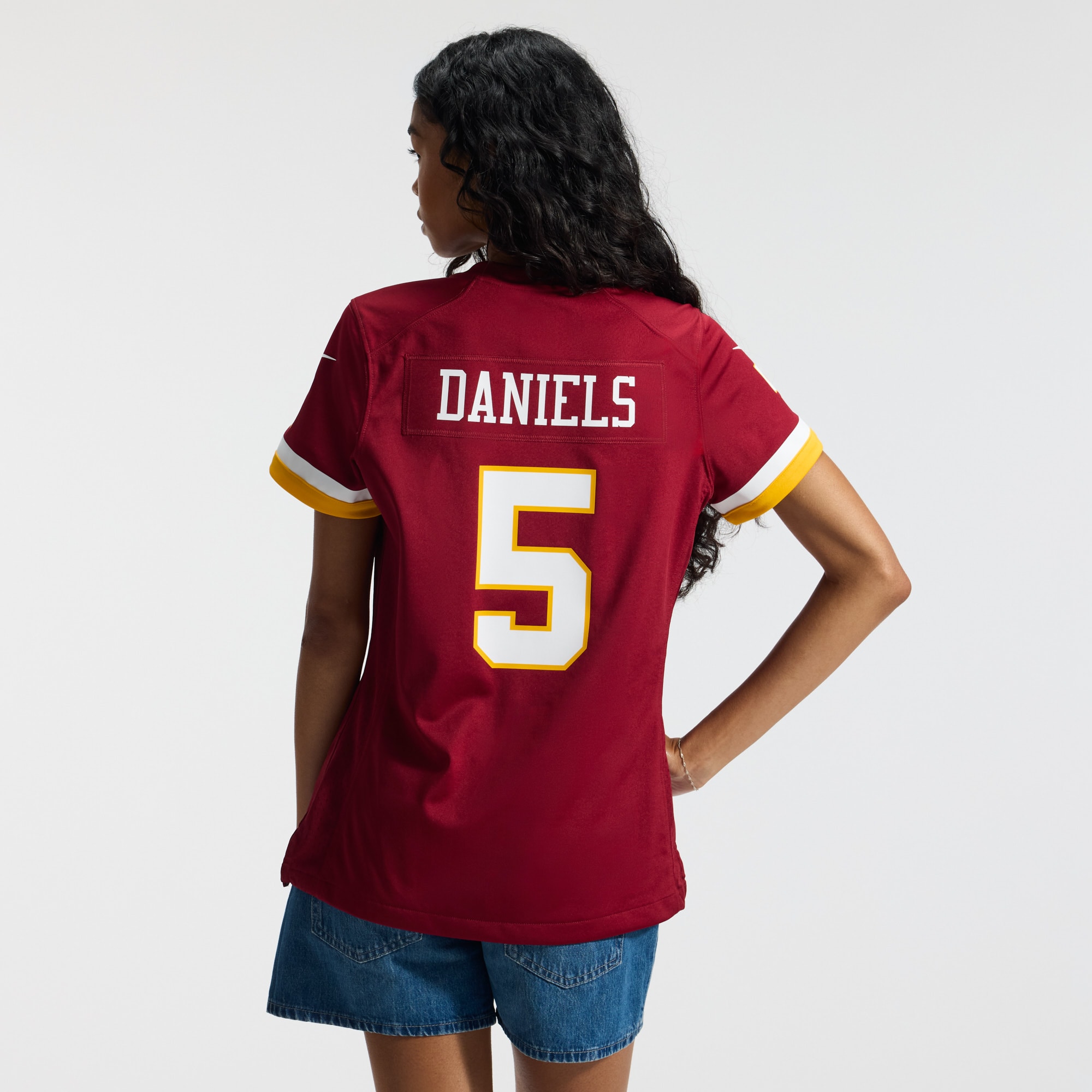 Jayden Daniels Washington Commanders Women's Game Jersey - Burgundy - angle 5