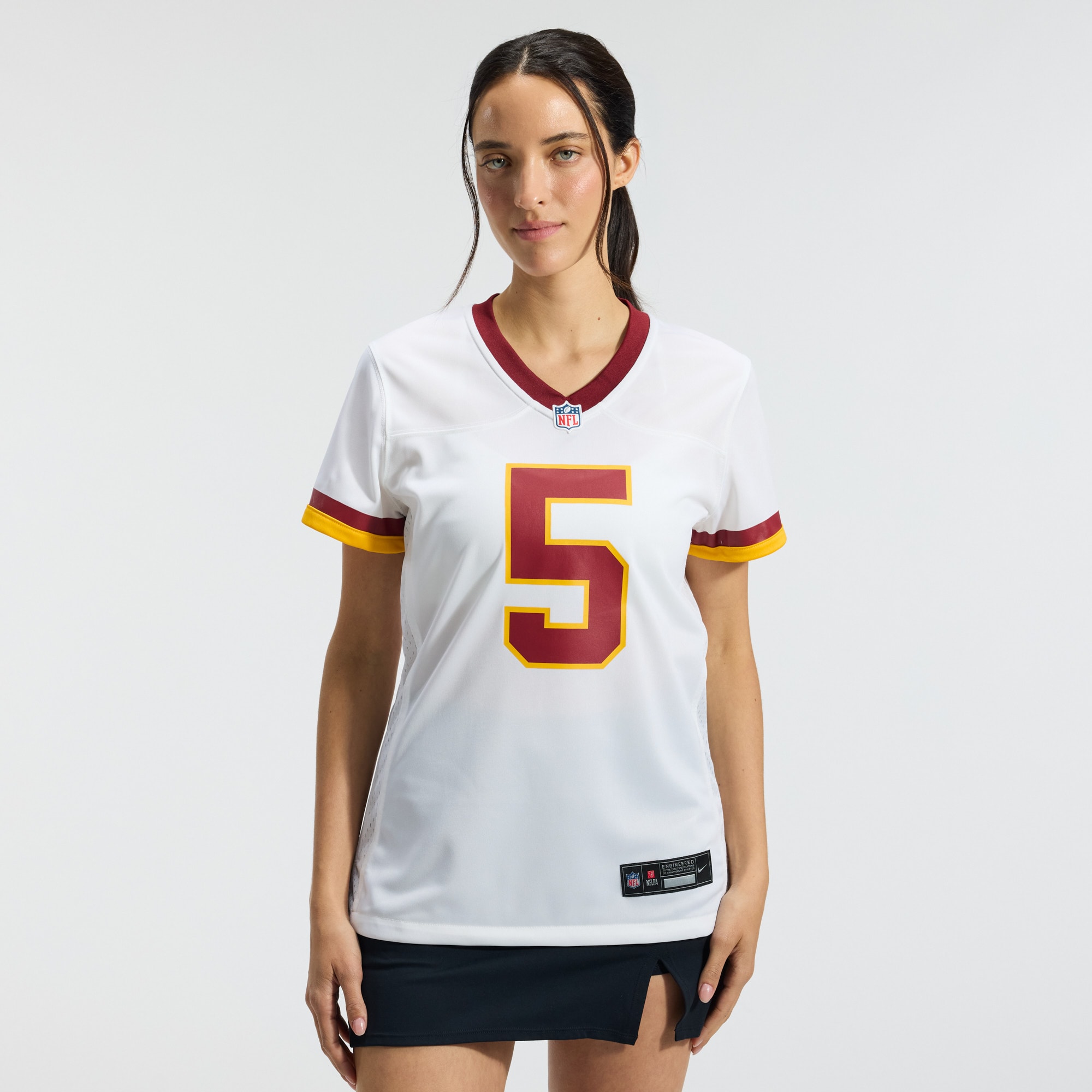 Jayden Daniels Washington Commanders Women's Game Super Bowl Era Jersey - White - angle 4