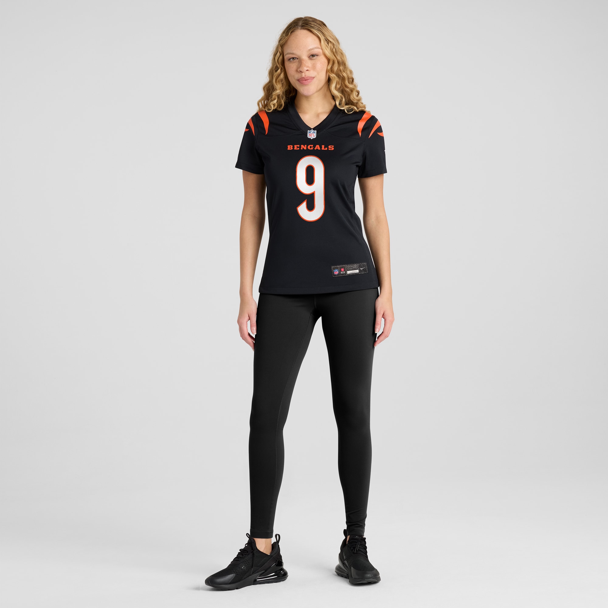 Joe Burrow #9 Cincinnati Bengals Women's Player Game Jersey - Black - angle 6