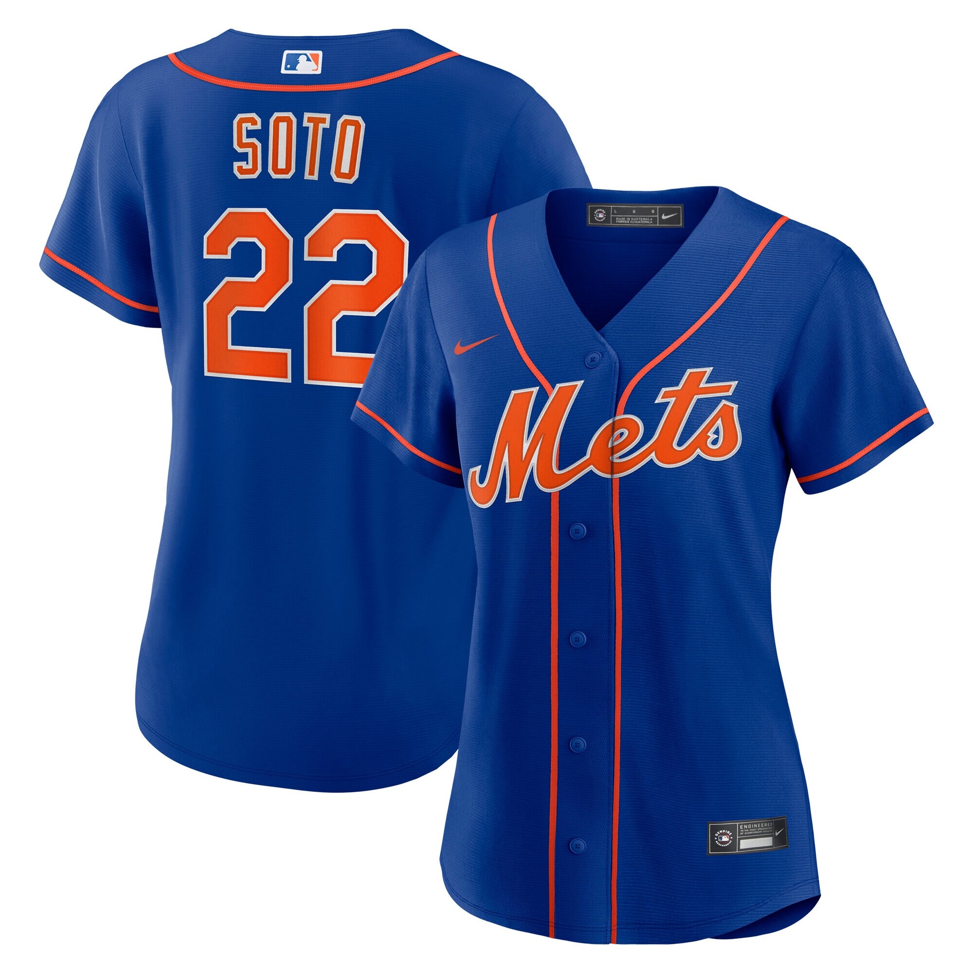 Juan Soto #22 New York Mets Women's Alternate Replica Baseball Jersey - Royal - angle 2