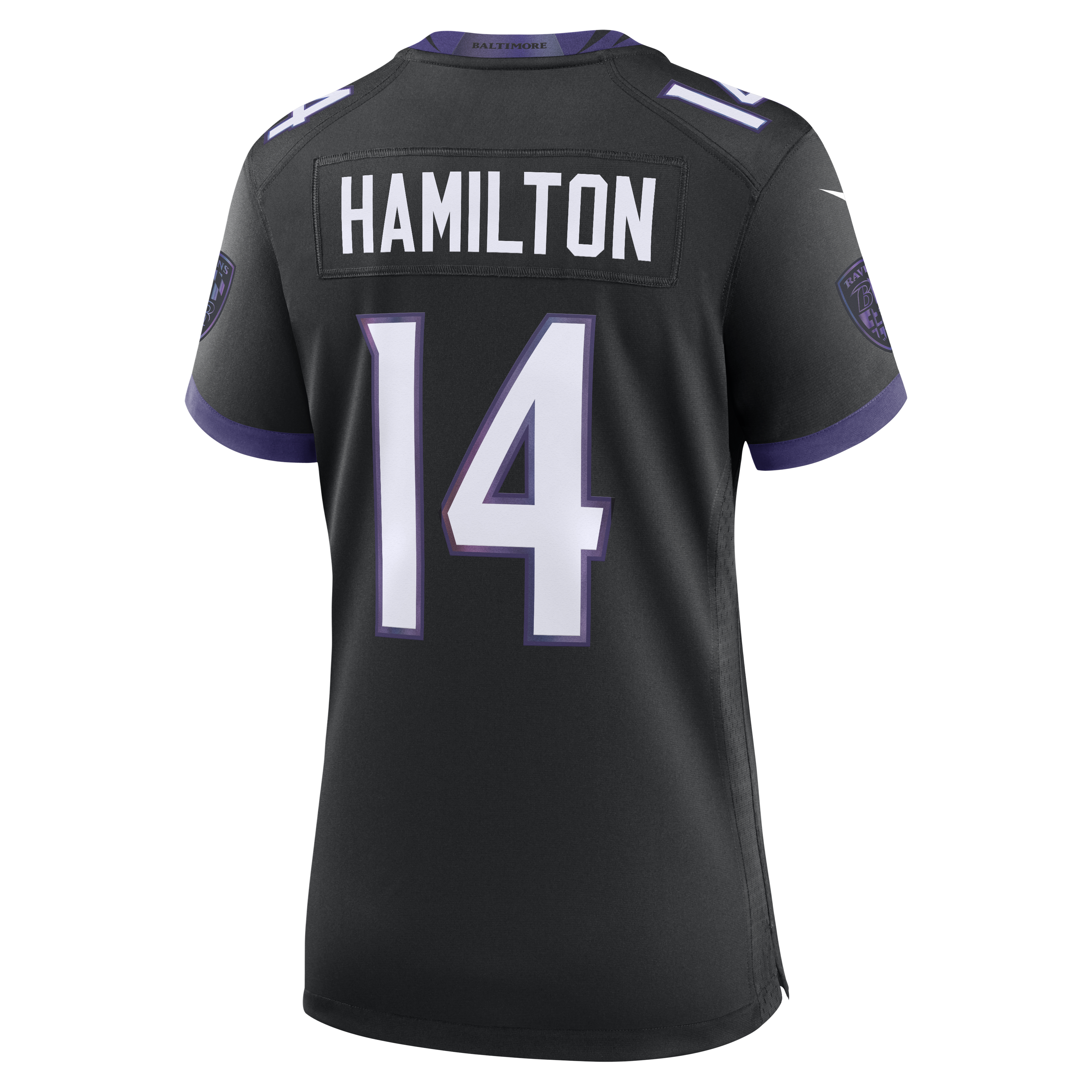 Kyle Hamilton Baltimore Ravens Women's Alternate Game Jersey - Black - angle 9