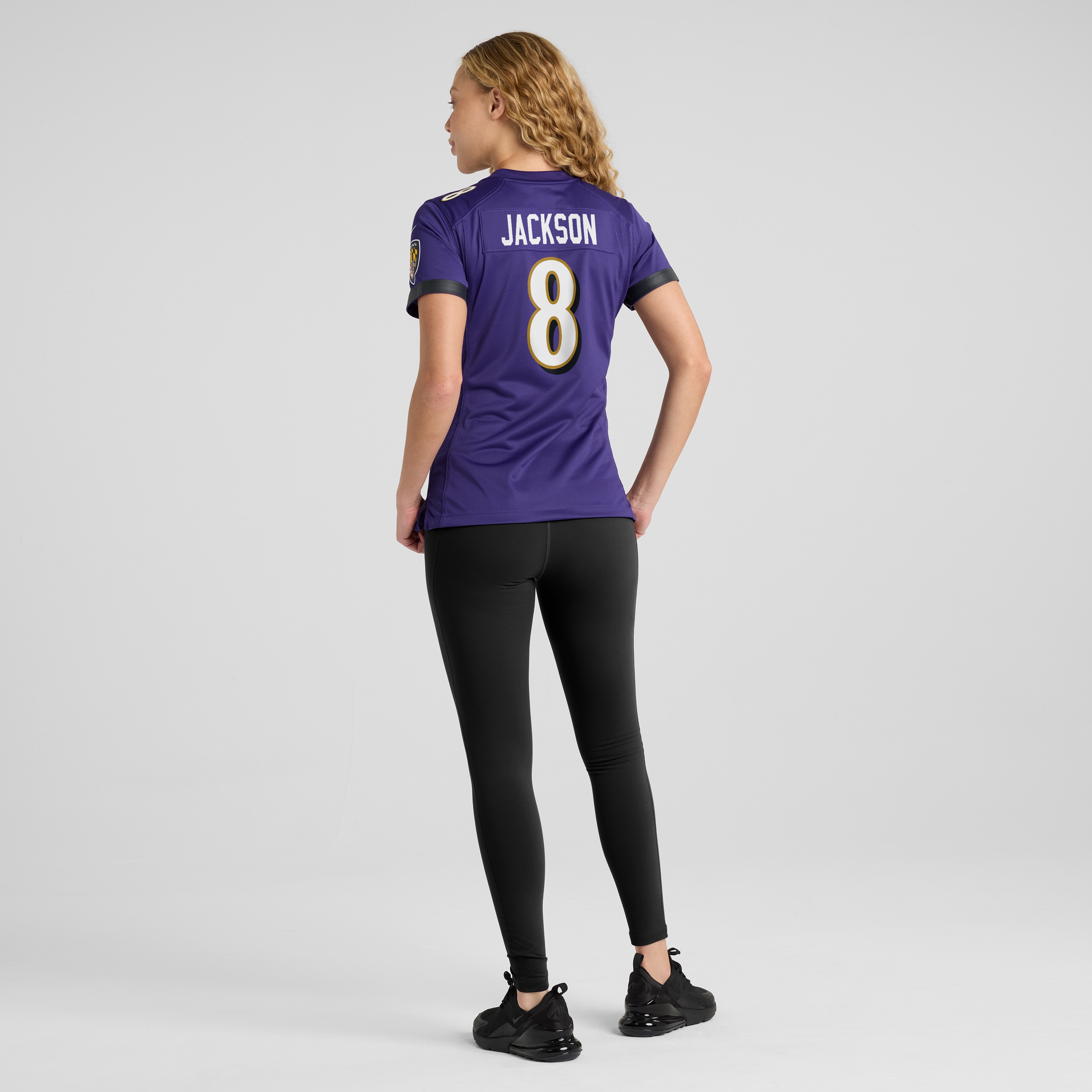 Lamar Jackson #8 Baltimore Ravens Women's Game Jersey - Purple - angle 7
