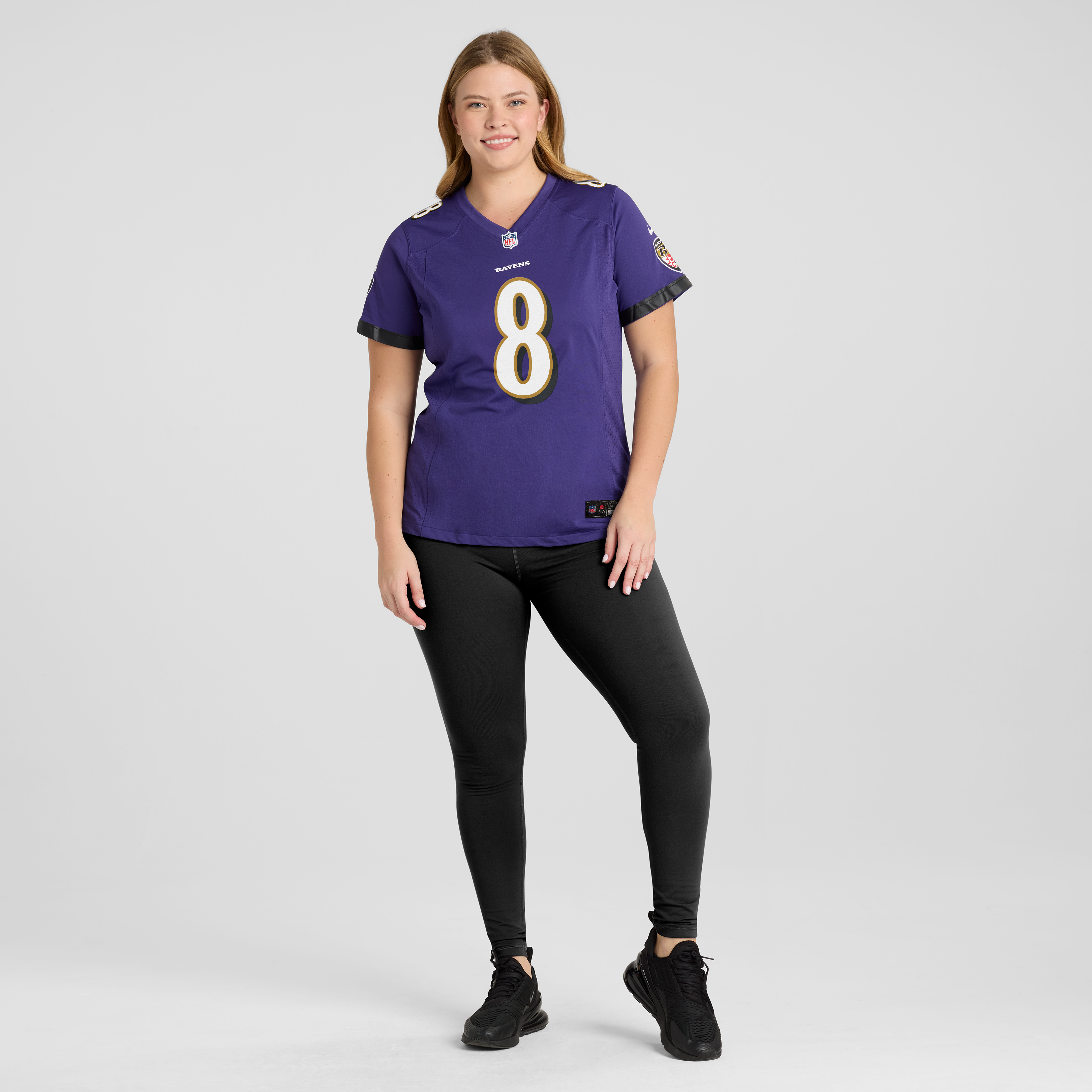 Lamar Jackson #8 Baltimore Ravens Women's Game Jersey - Purple - angle 8