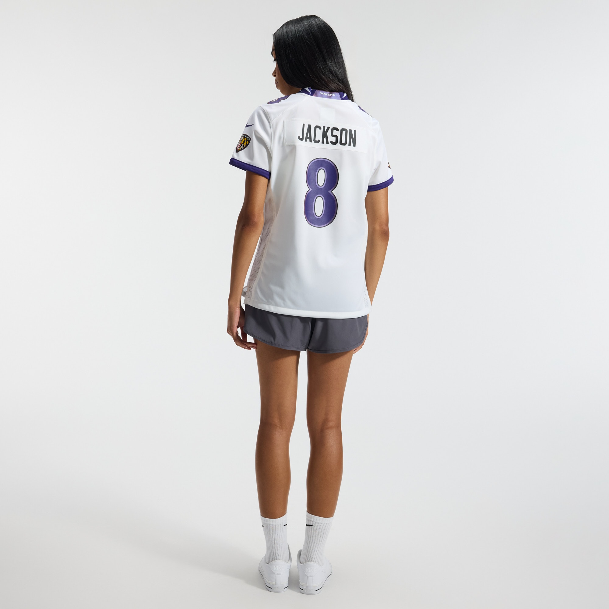 Lamar Jackson #8 Baltimore Ravens Women's Game Jersey - White - angle 7