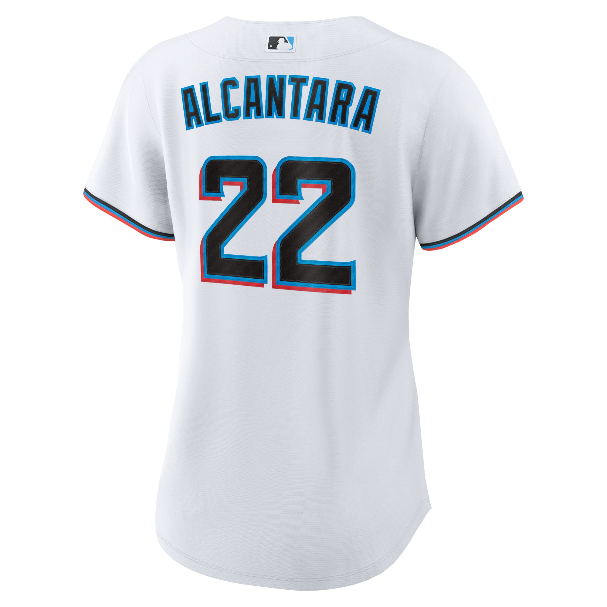 Sandy Alcantara Miami Marlins Women's Home Replica Player Jersey - White - angle 5