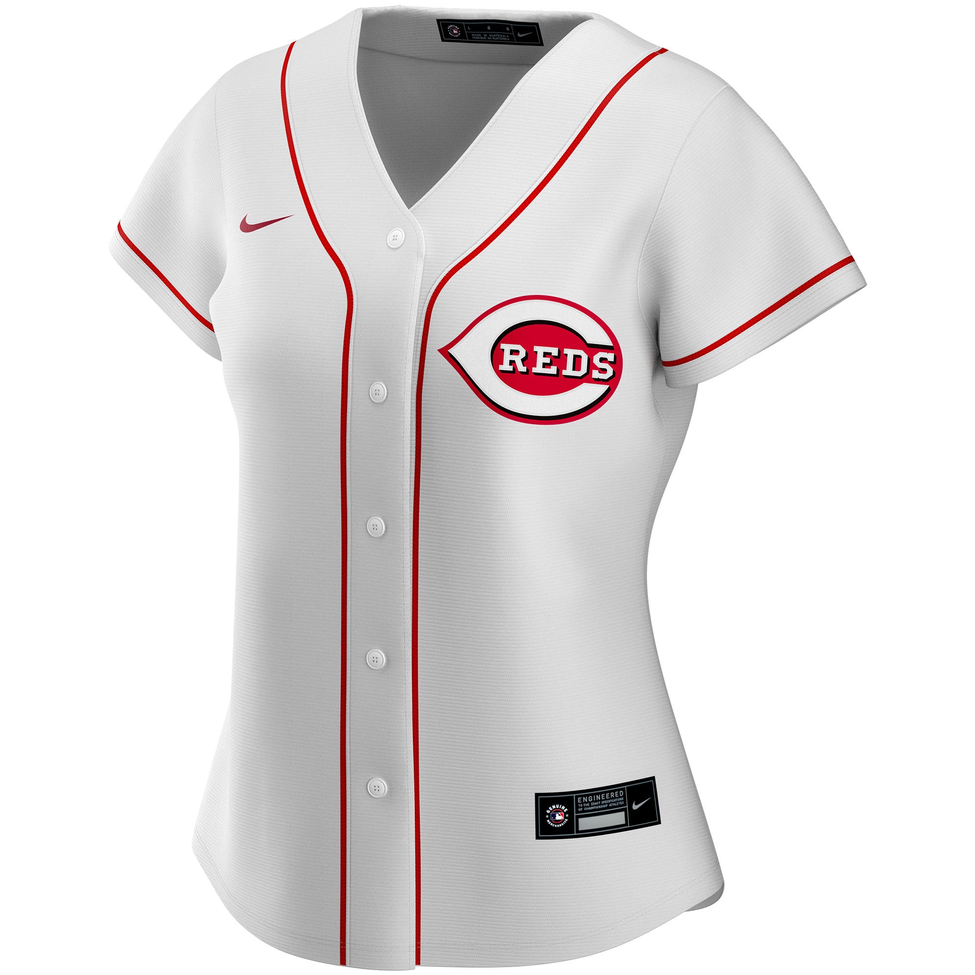 Cincinnati Reds Women's Home Replica Custom Jersey - White - angle 4