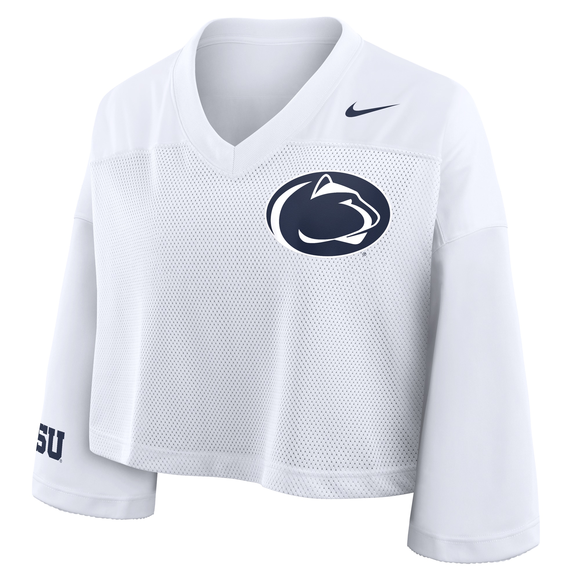 Penn State Nittany Lions Women's Cropped Mesh Dri-FIT Fashion Jersey - White - angle 6