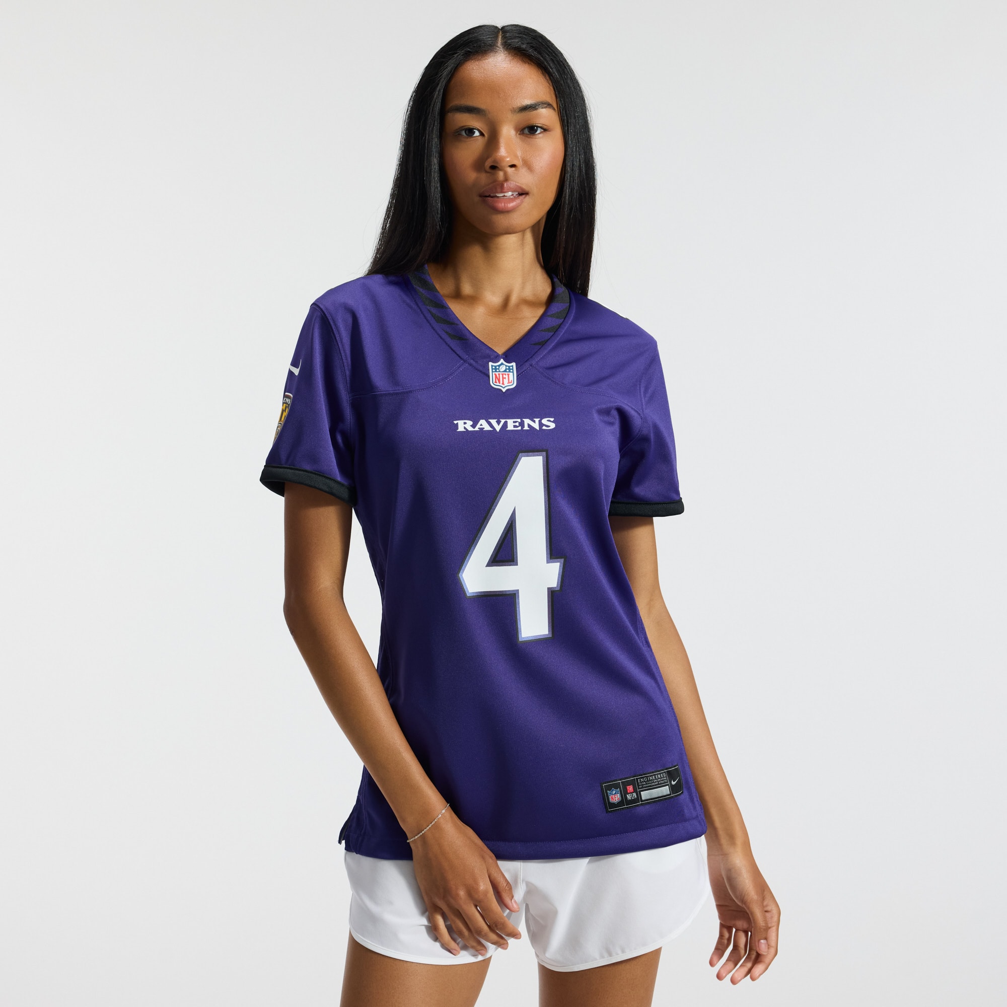 Zay Flowers Baltimore Ravens Women's Team Game Jersey - Purple - angle 4