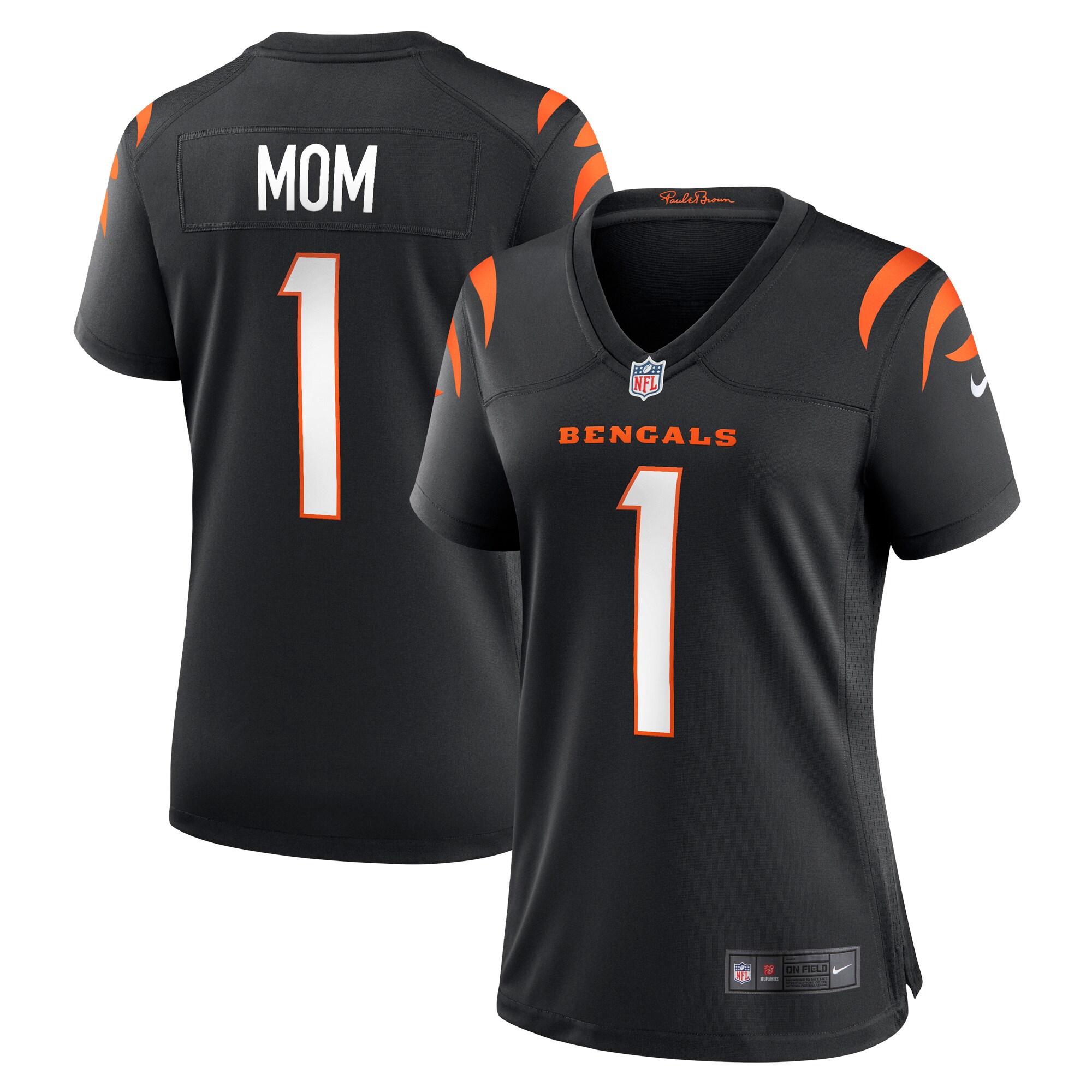 Number 1 Mom Cincinnati Bengals Women's Game Jersey - Black - angle 2