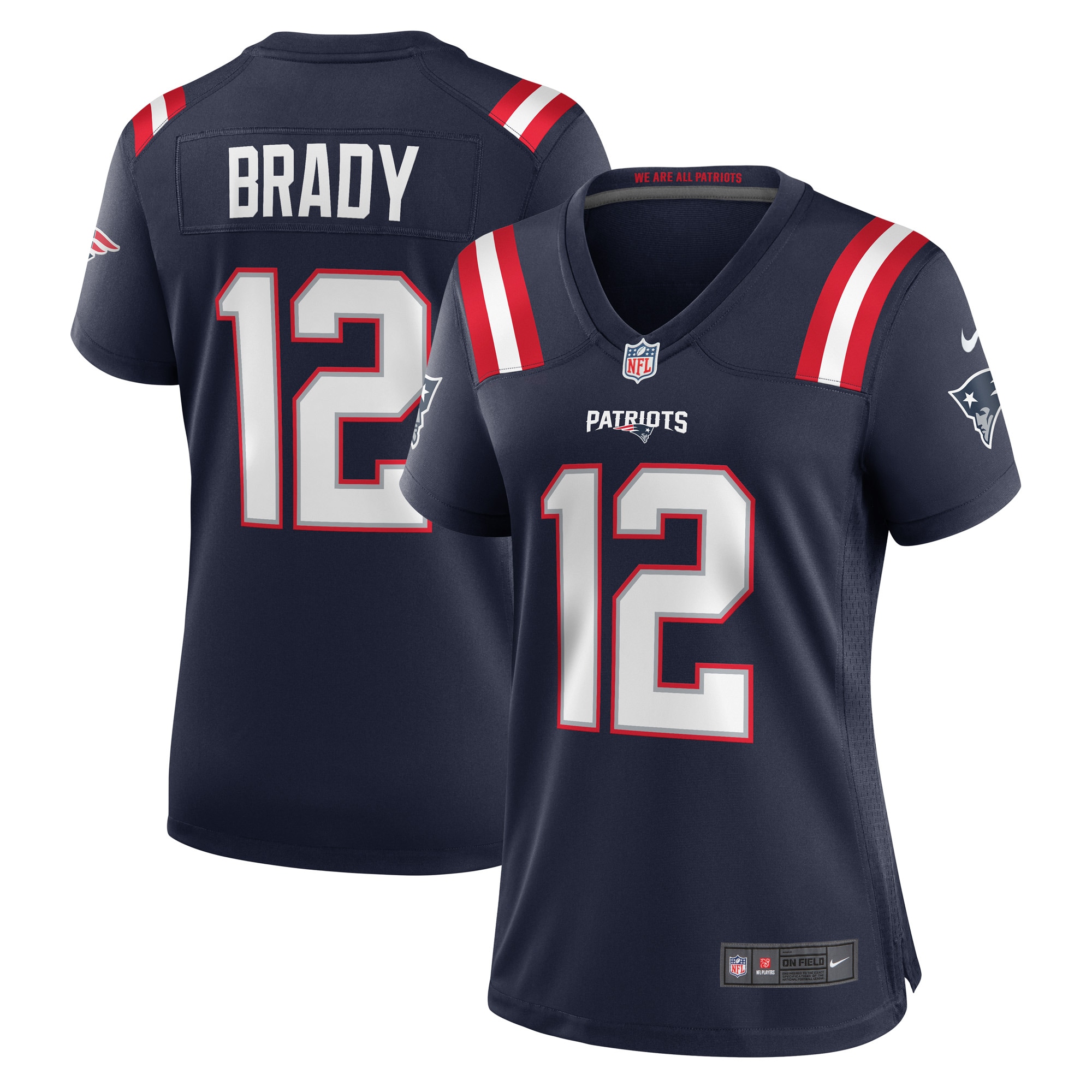 Youth Tom Brady New England Patriots Women's Retired Game Jersey - Navy | FanWearStyle