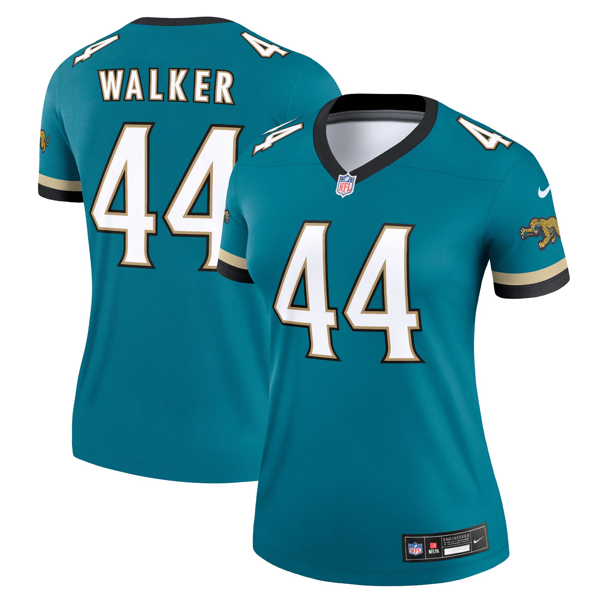 Travon Walker Jacksonville Jaguars Women's Alternate Legend Player Performance Jersey Top - Prowler Throwback Teal - angle 2