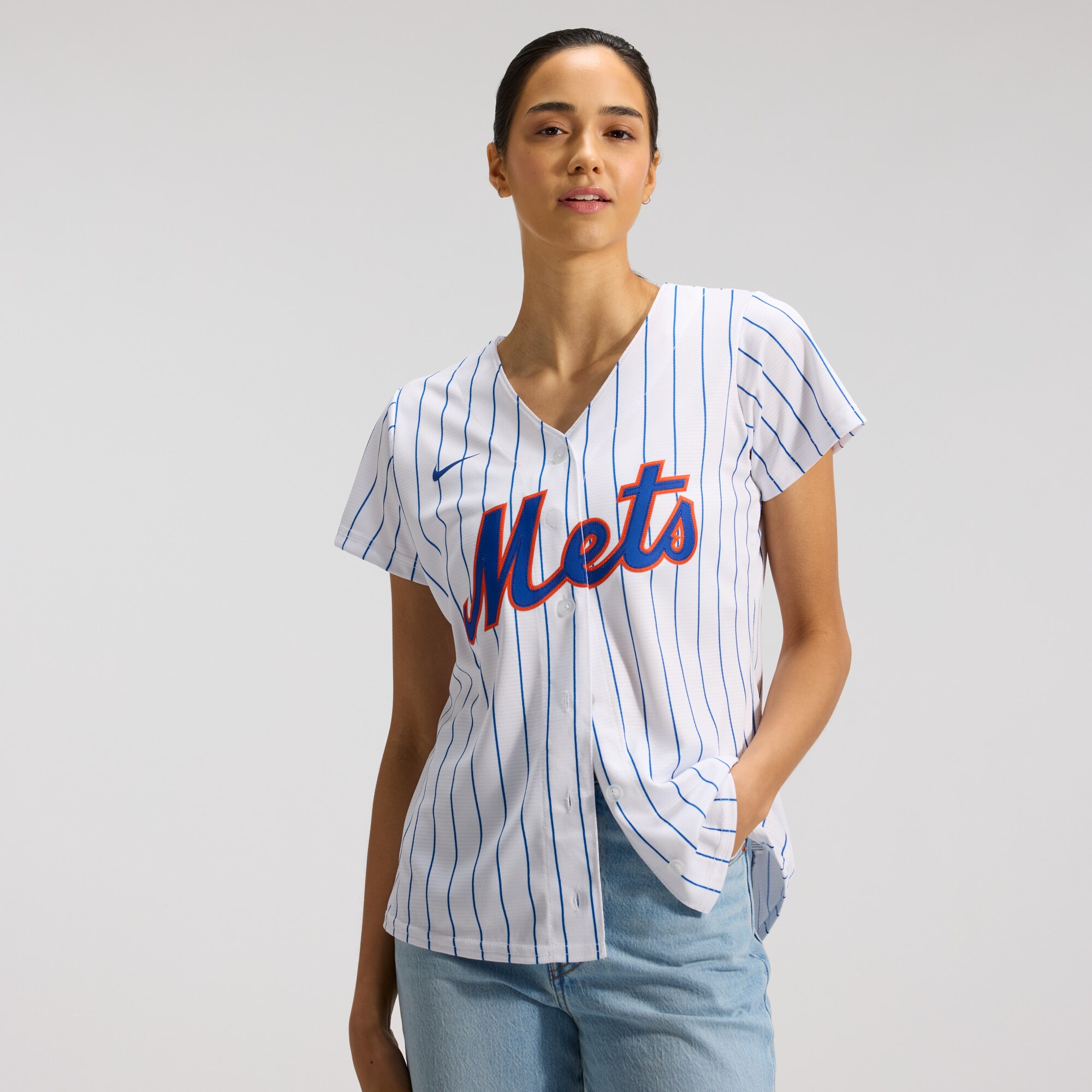 New York Mets Women's Home Replica Team Jersey - White - angle 2