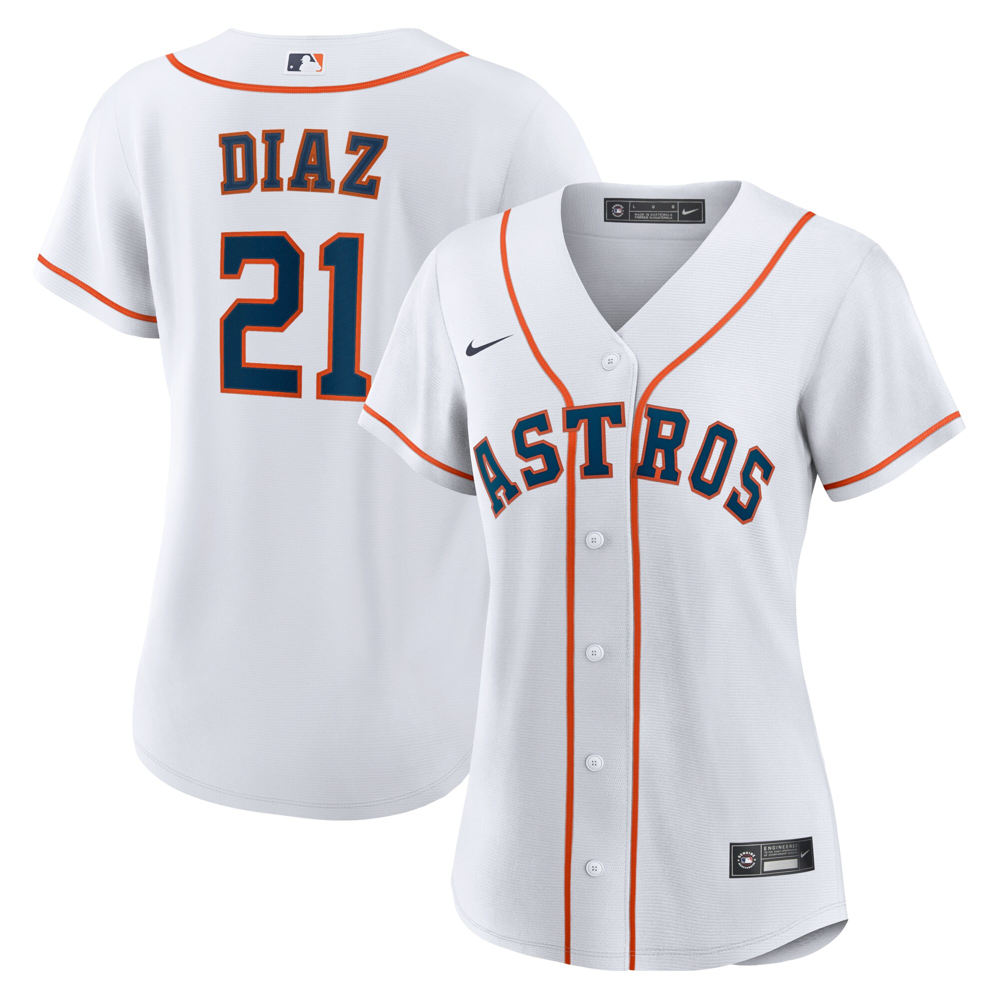 Yainer Diaz Houston Astros Women's Home Replica Jersey - White - angle 2
