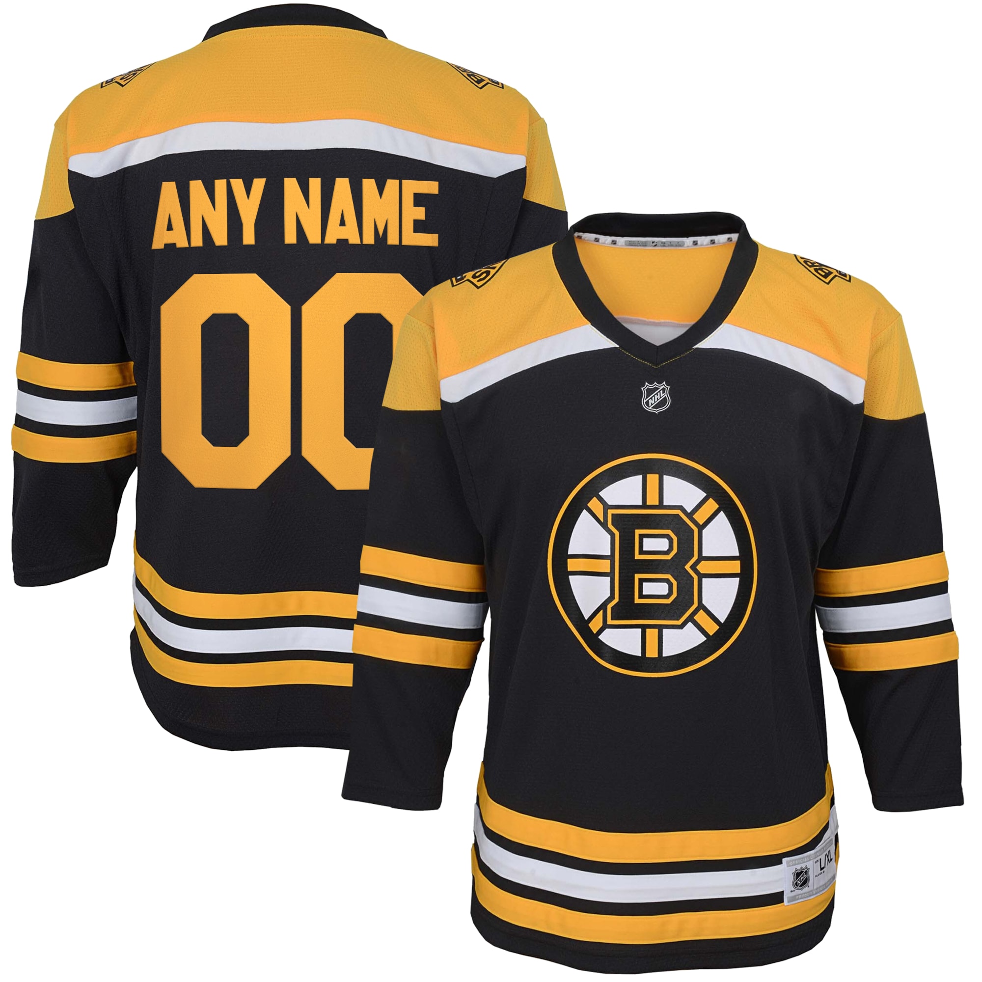 Boston Bruins Home Replica Custom Jersey - Black | FanWearStyle