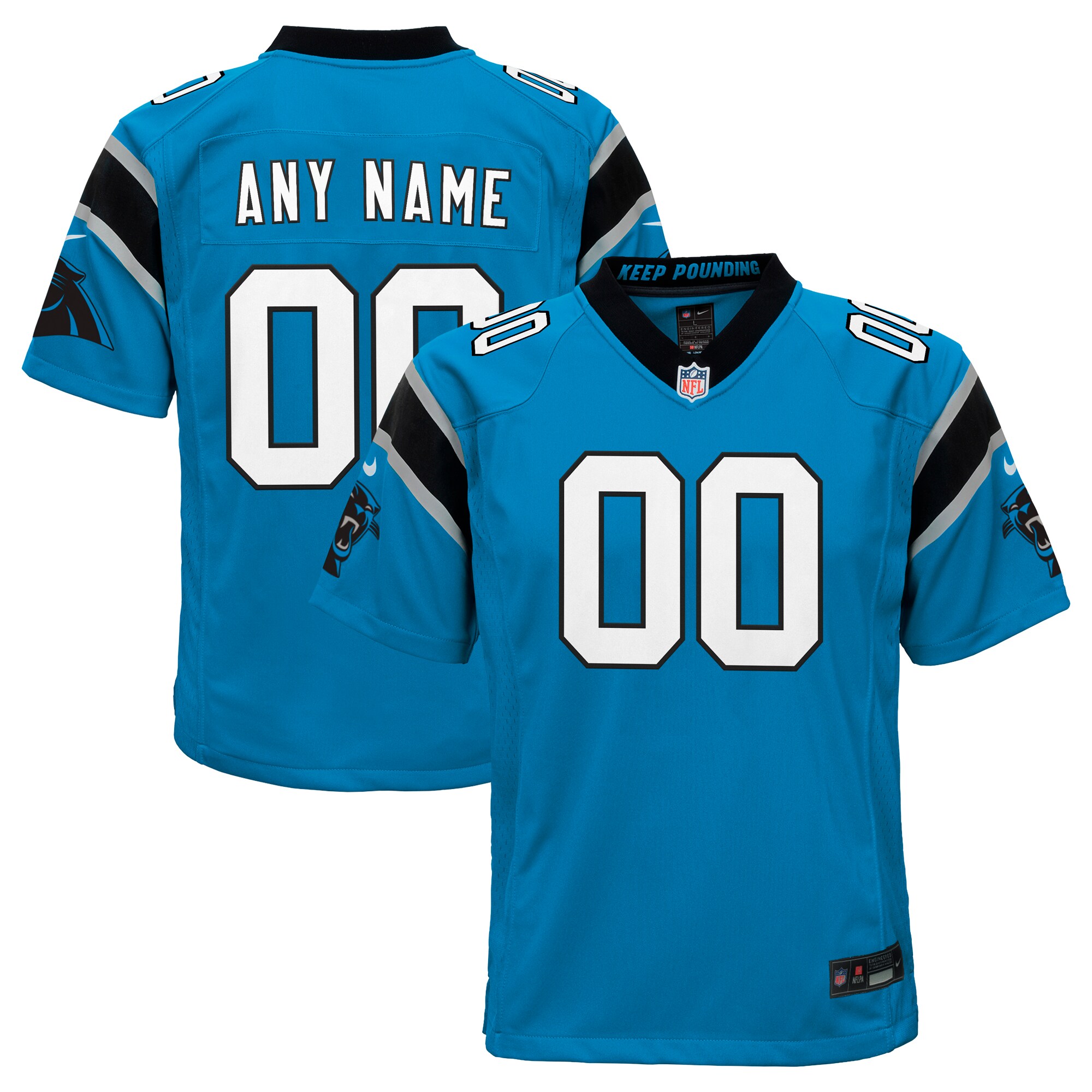 Carolina Panthers Youth Alternate Custom Game Jersey - Blue - angle 2