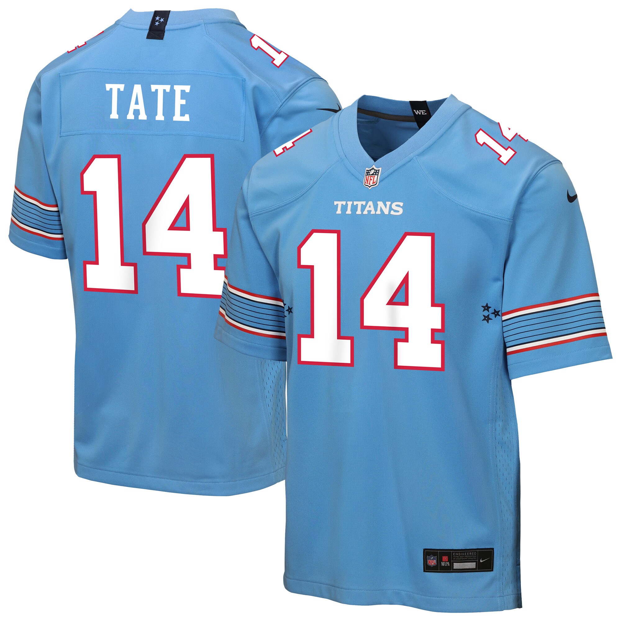 Carnell Tate Tennessee Titans Youth Team Game Jersey - Light Blue - angle 2