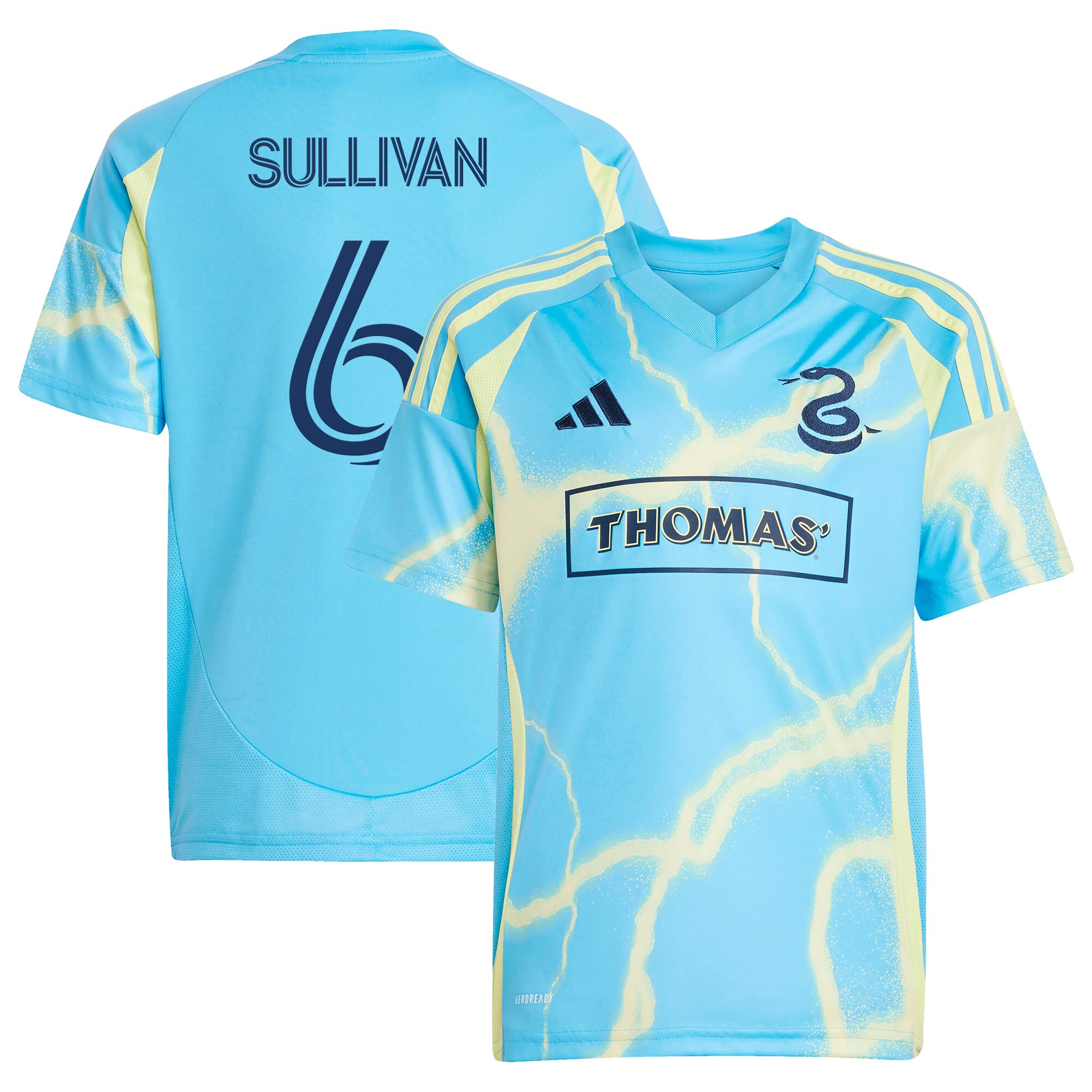 Cavan Sullivan Philadelphia Union Youth 2025 The Voltage Kit Replica Player Jersey - Blue - angle 3