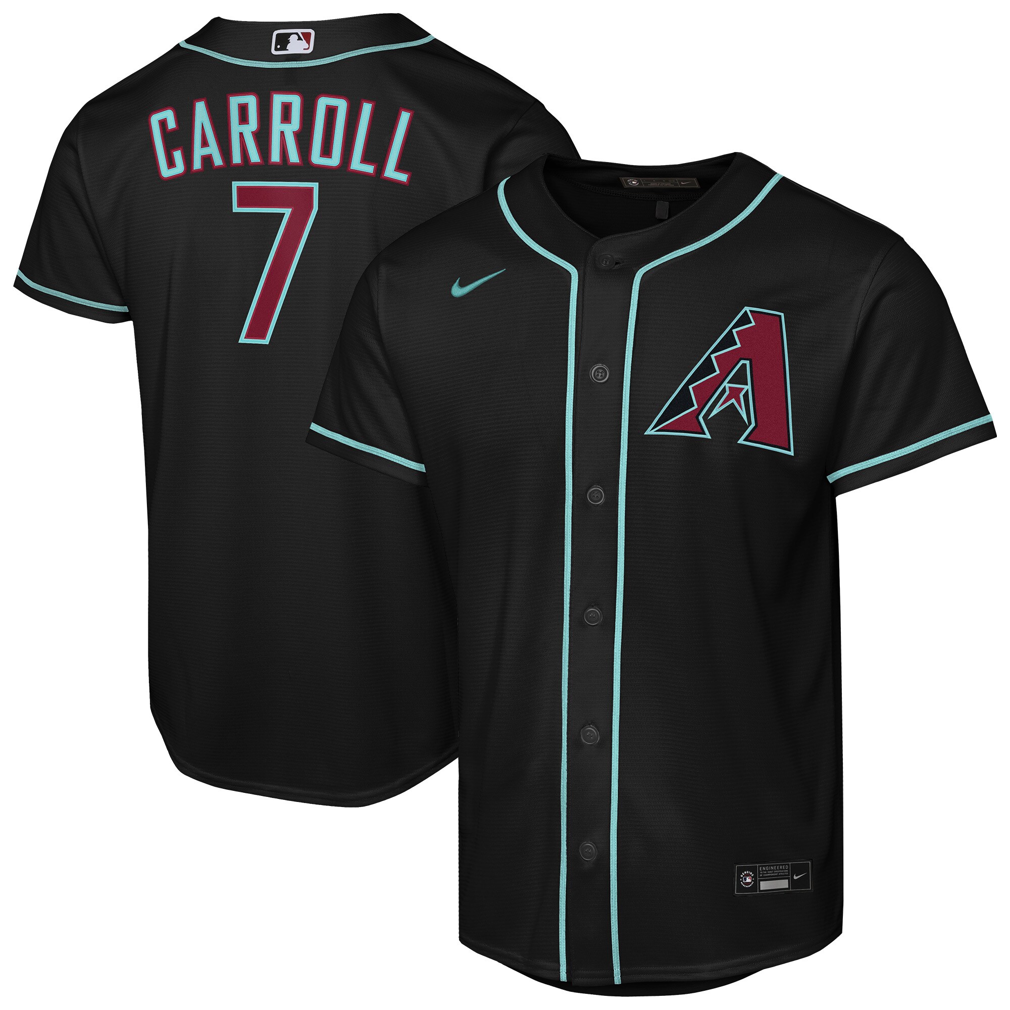 Corbin Carroll Arizona Diamondbacks Youth Alternate Replica Jersey - Black - angle 3